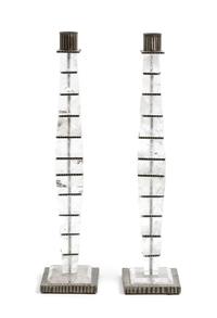 Sylvian Subervie, (French, b. 1950), a pair of candlesticks