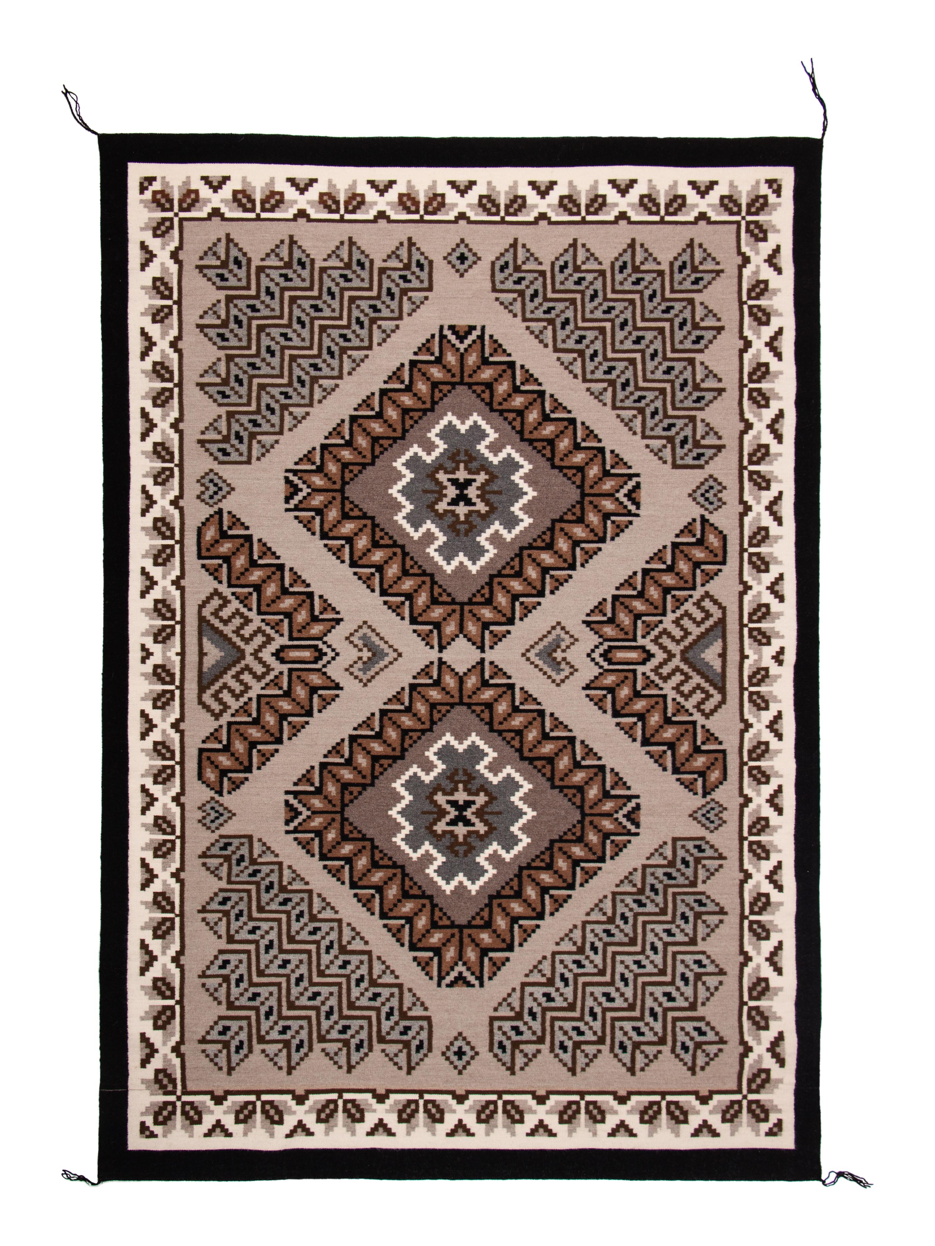 Award Winning Two Grey Hills Pattern Weaving / Rug