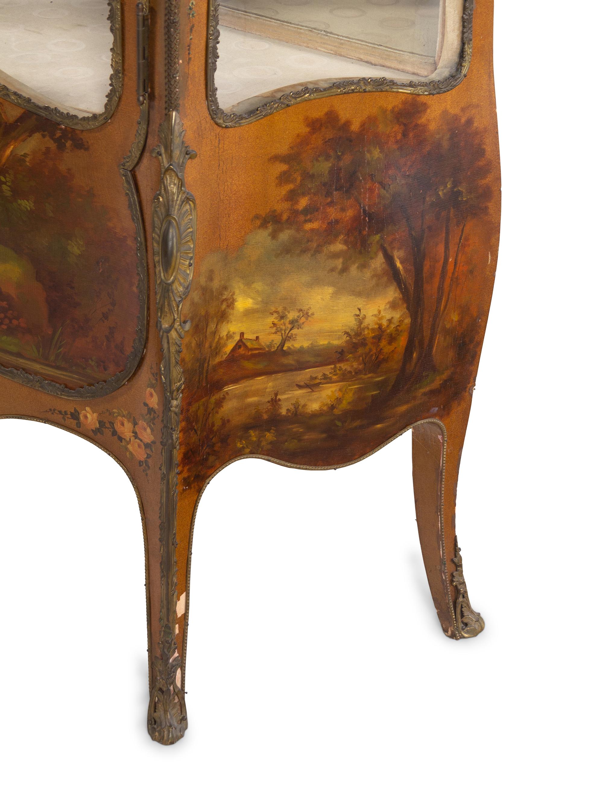 A Louis XV Style Gilt Bronze Mounted Vernis Martin Vitrine
