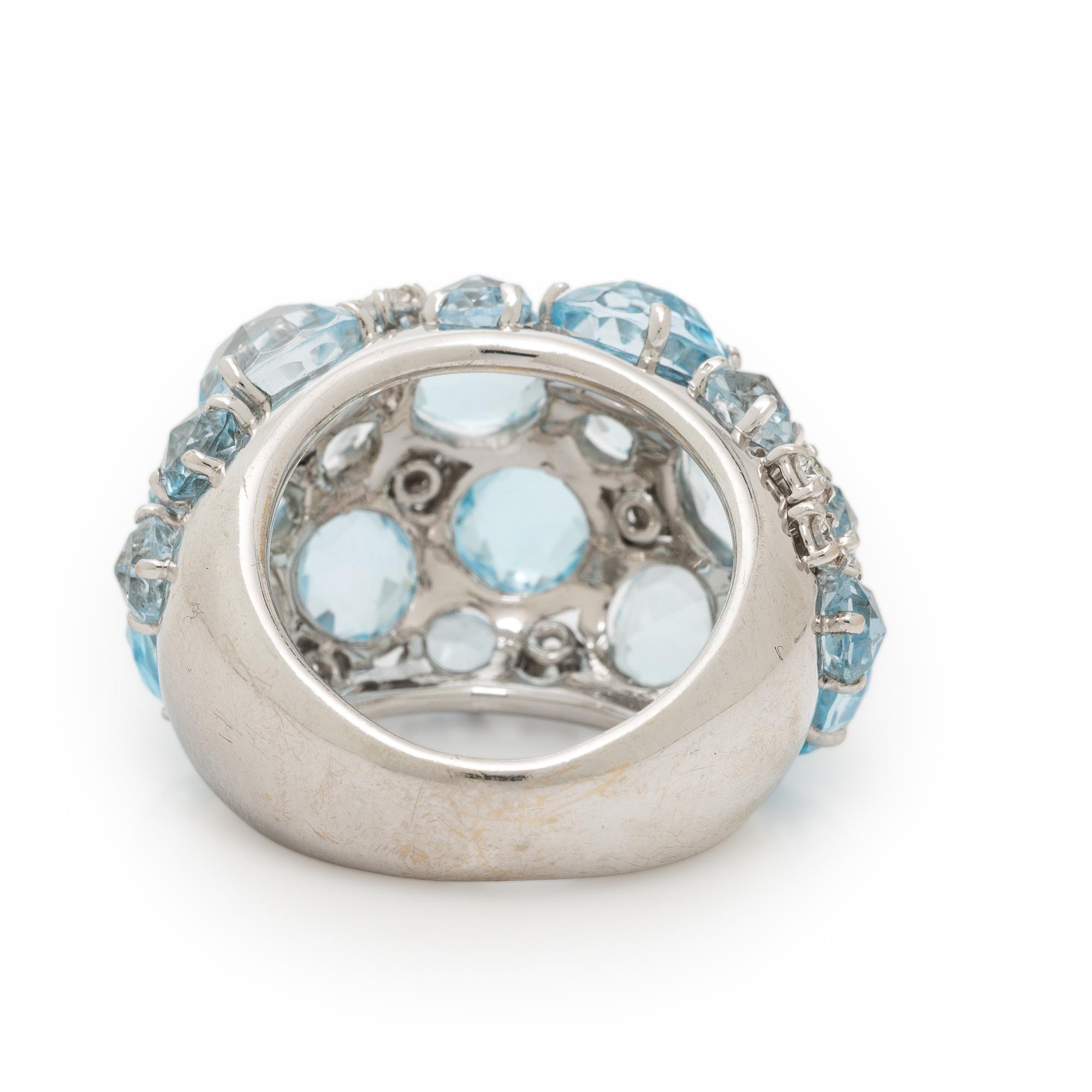 A & FURST, WHITE GOLD, DIAMOND, AND BLUE TOPAZ RING