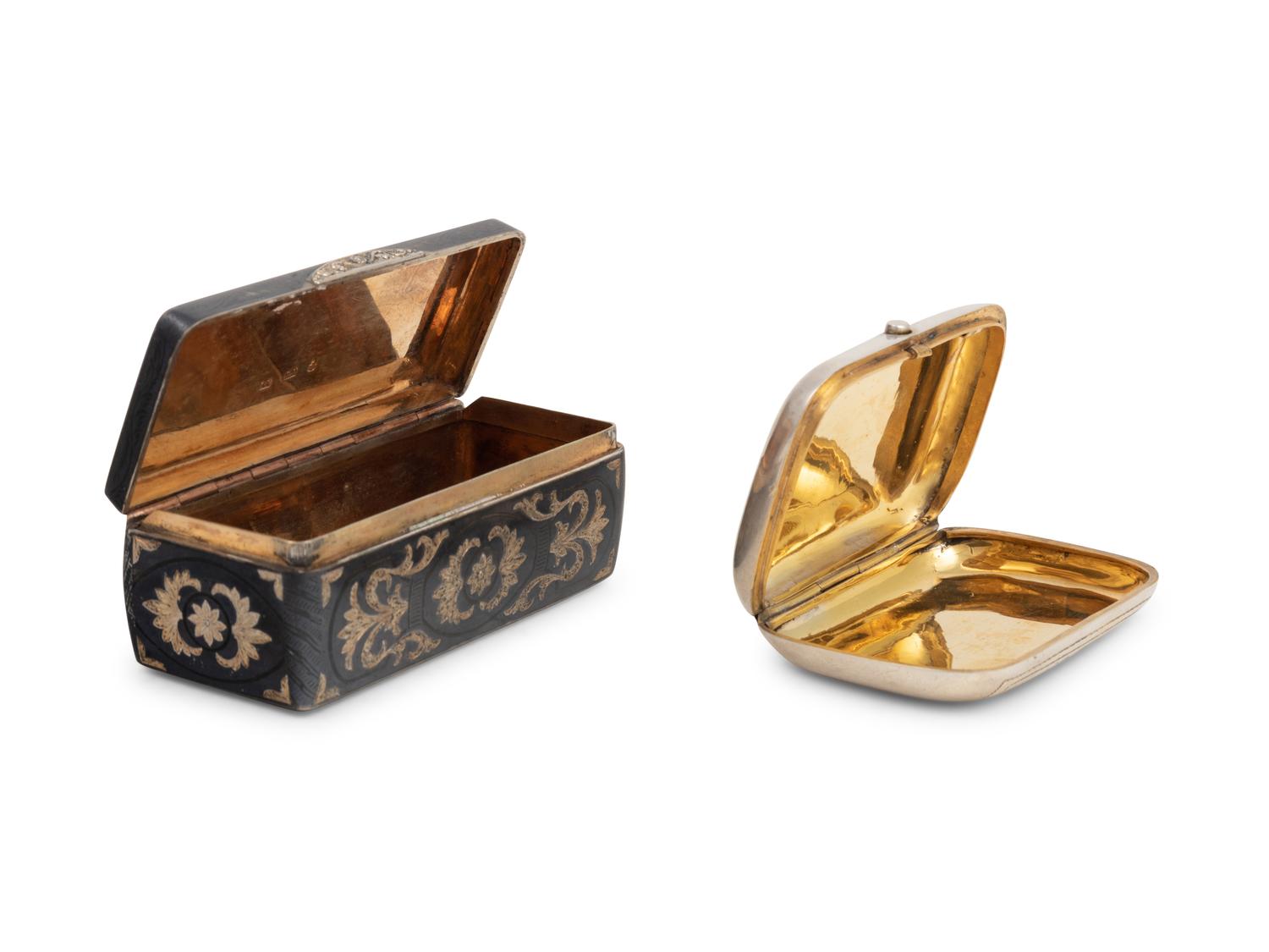 Two Russian Silver Snuff Boxes