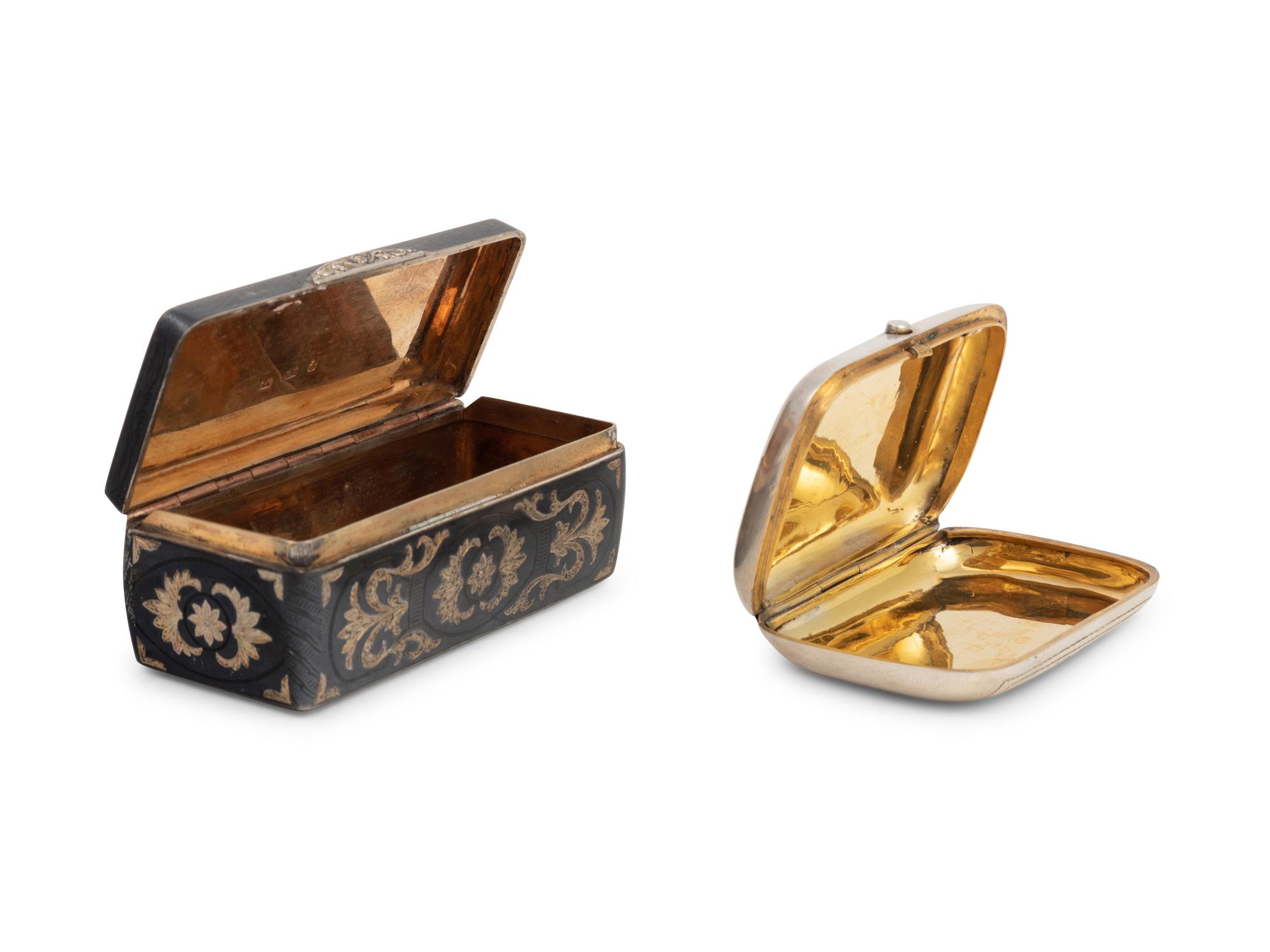 Two Russian Silver Snuff Boxes