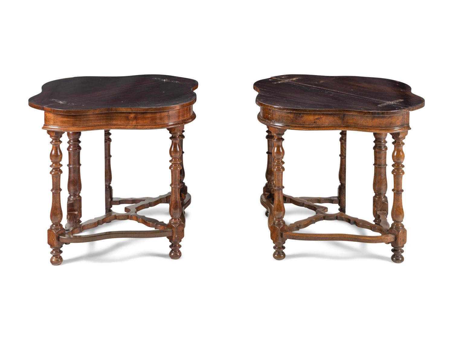 A Pair of Baroque Style Gate-Leg Drop-Leaf Console Tables