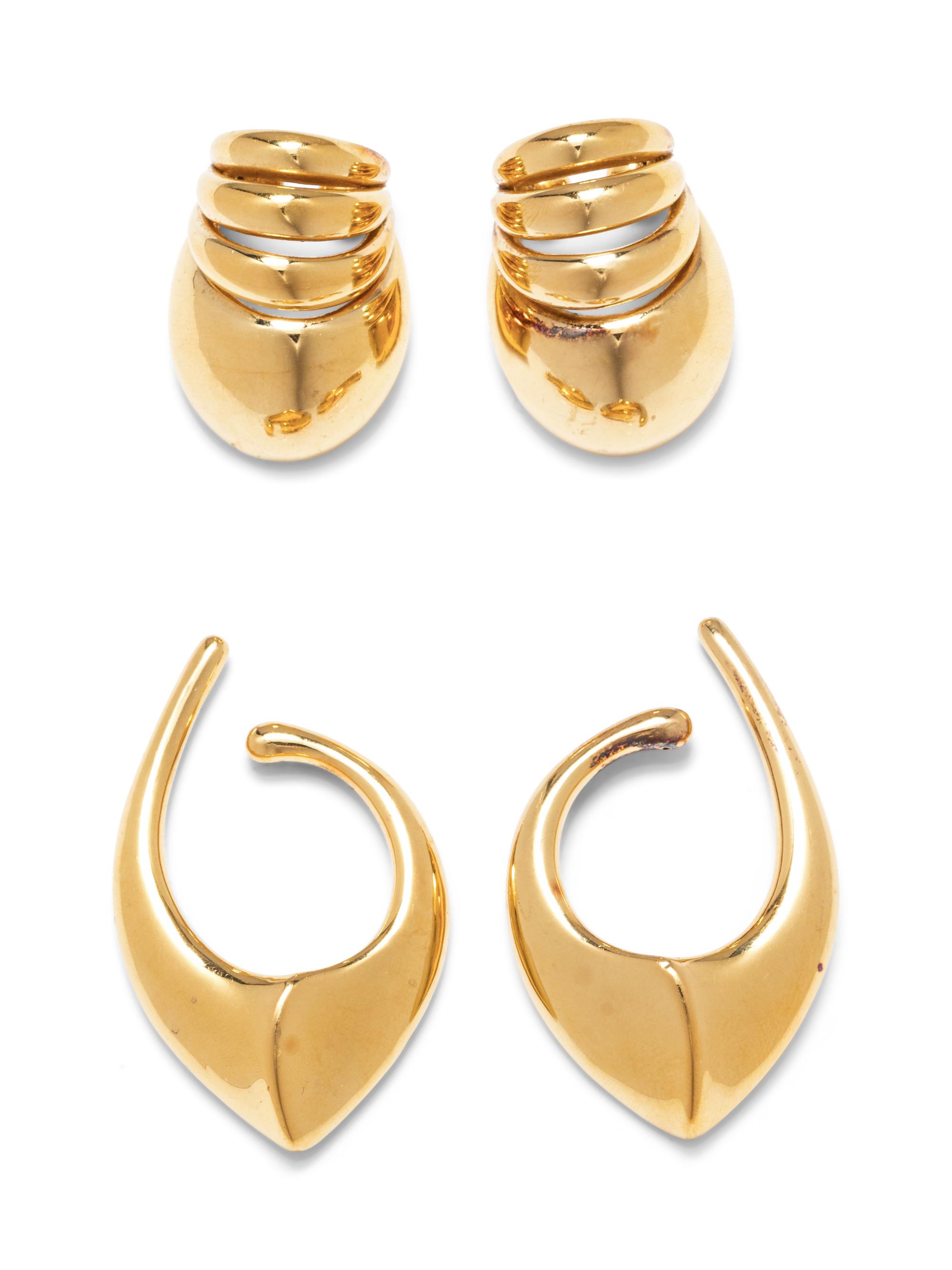 A Collection of 14 Karat Yellow Gold Earring Jackets,