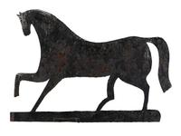 A Primitive Cut and Black Painted Sheet-Iron Horse Weathervane