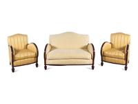 A Neoclassical Brown Lacquered Three-Piece Parlor Suite