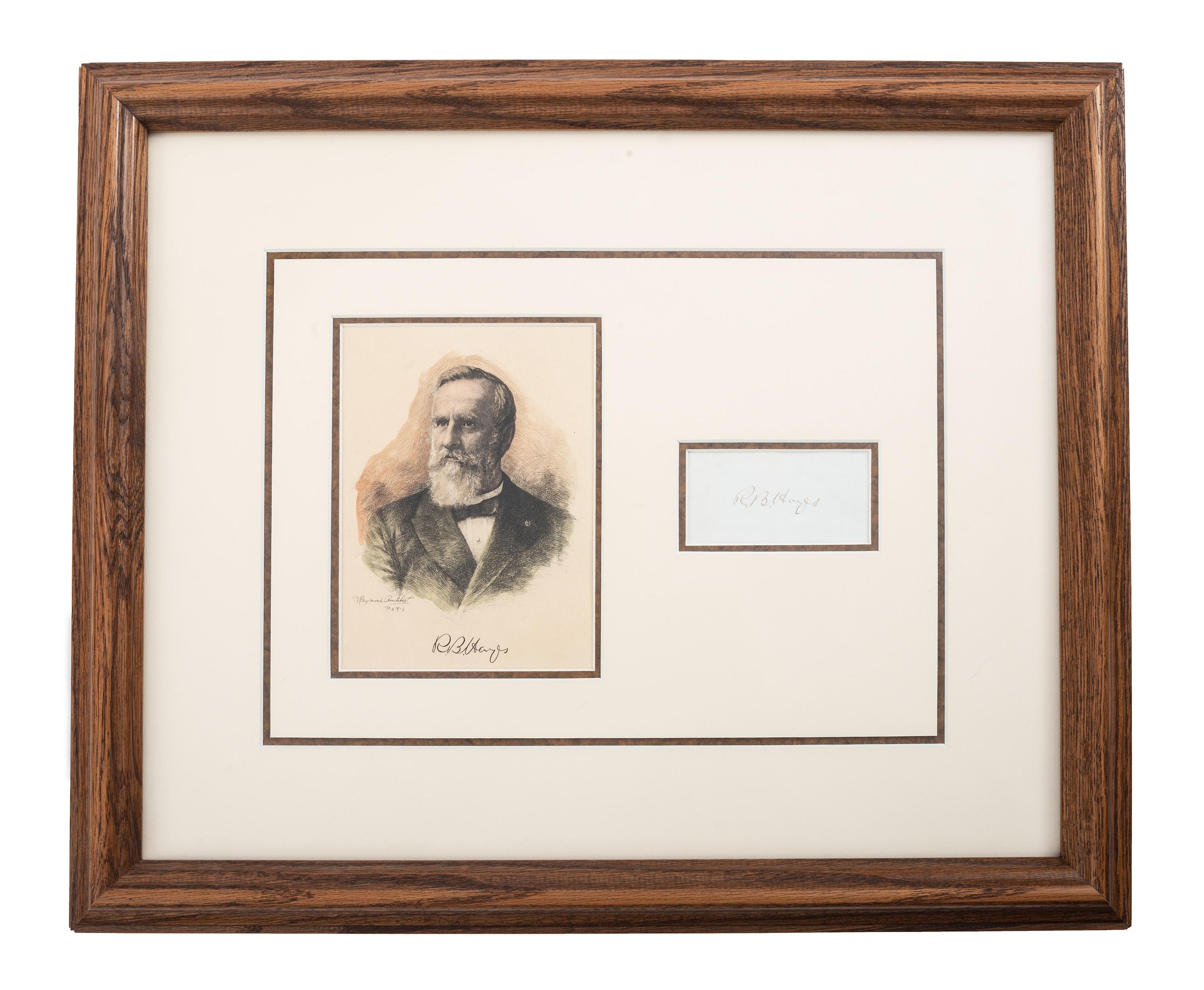 [POLITICS IN AMERICA]. A group of presidential signatures including Rutherford B. HAYES, Lyndon B. JOHNSON, Ronald REAGAN, and George H.W. BUSH.