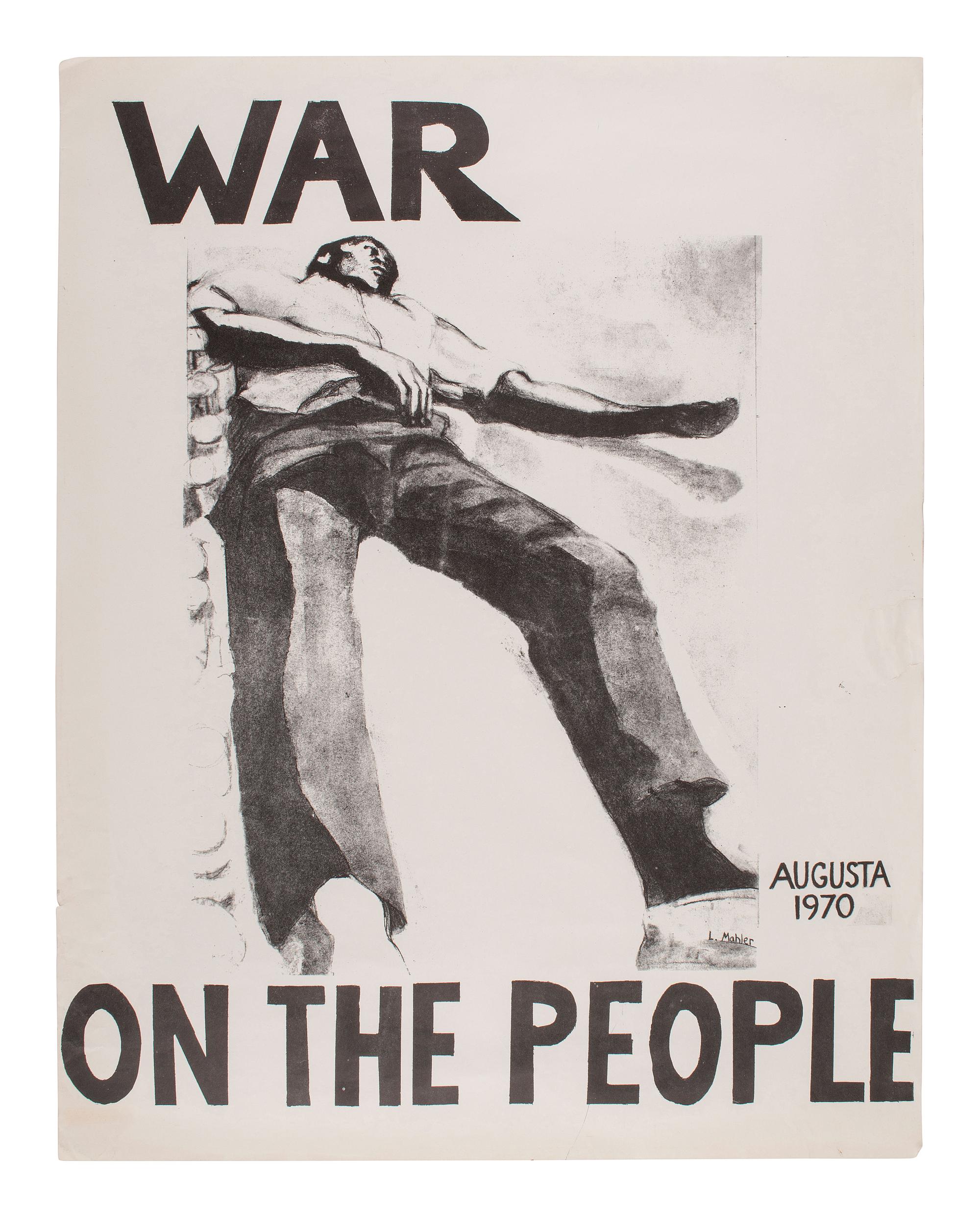 [AFRICAN AMERICANA - PROTEST]. MAHLER, Lucy, artist. War on the People . Augusta, GA, 1970.