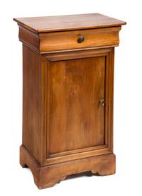 A Louis Philippe Style Walnut Side Cabinet Height 27 3/4 x width 17 1/2 x depth 11 1/2 inches.