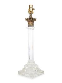 An Irish Gilt Bronze Mounted Cut Glass Columnar Lamp — 20TH CENTURY