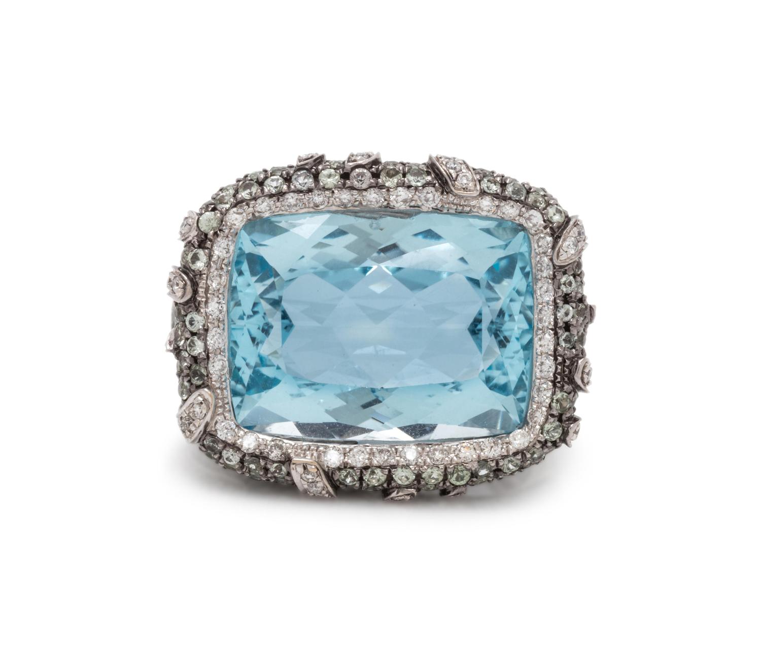 BLUE TOPAZ AND DIAMOND RING