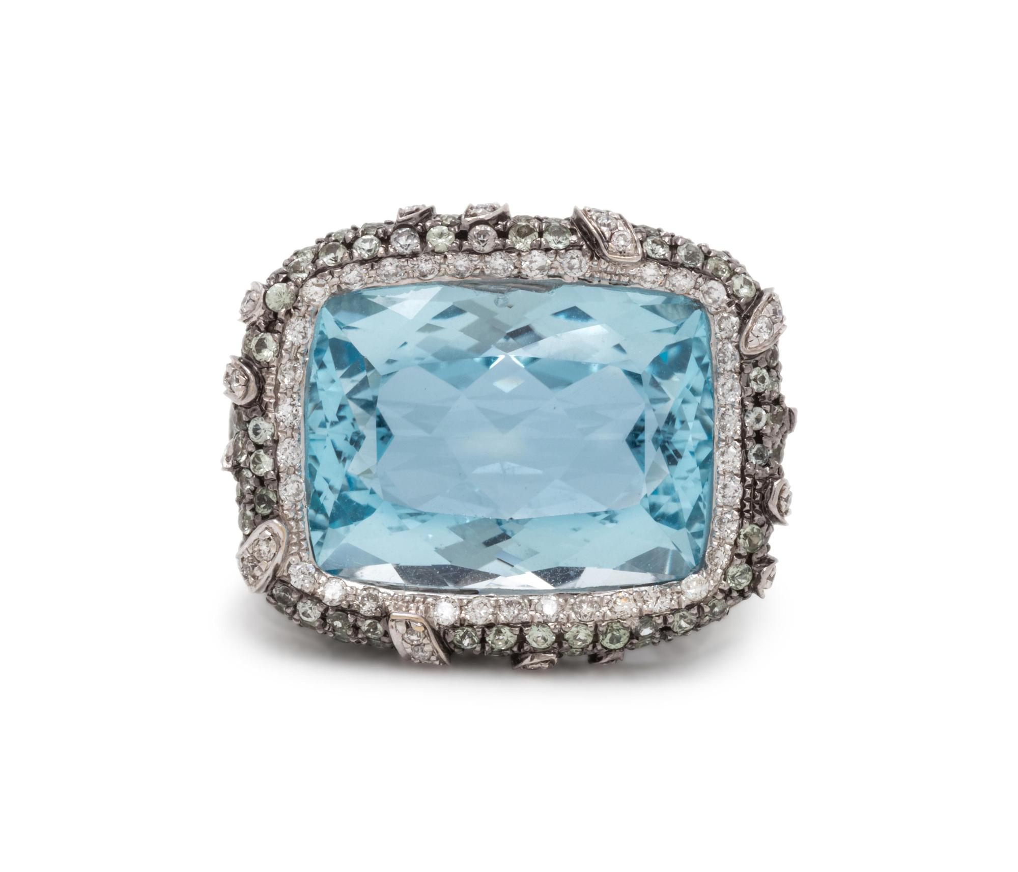 BLUE TOPAZ AND DIAMOND RING
