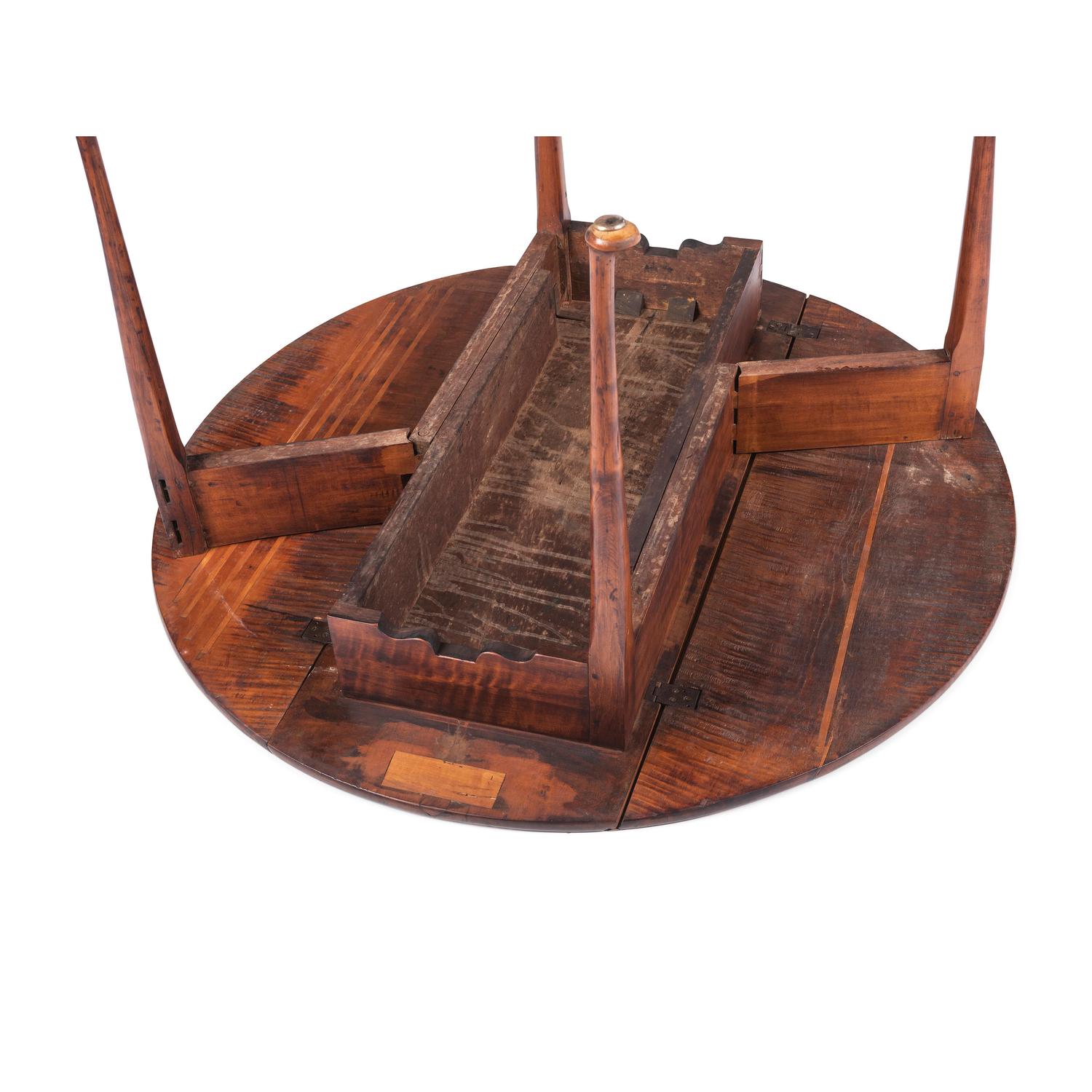 A Queen Anne Tiger Maple Pad-Foot Drop-Leaf Table