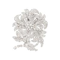 Diamond and Platinum 'En Tremblant' Flower Brooch