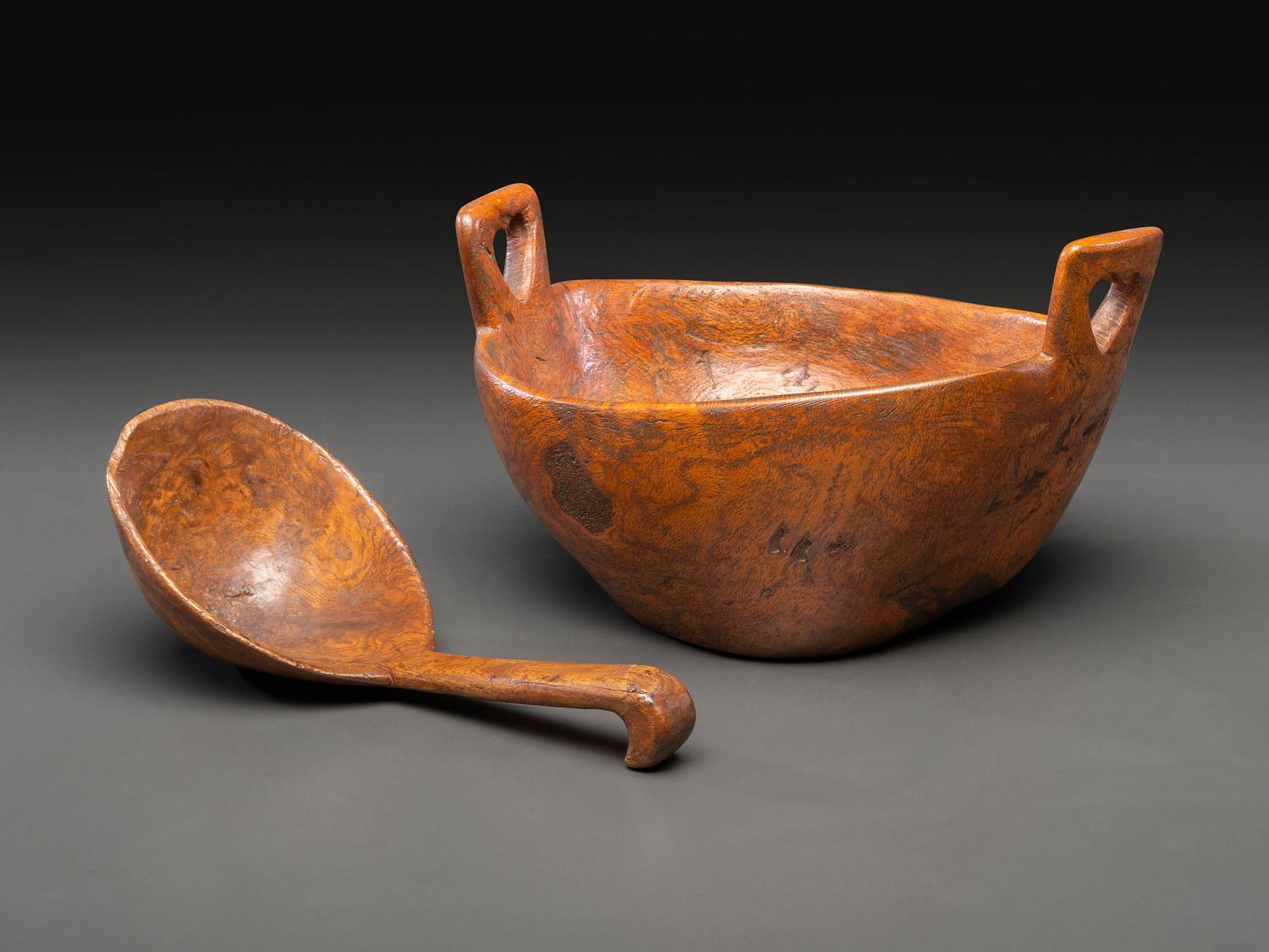 A Burlwood Scoop and Bowl