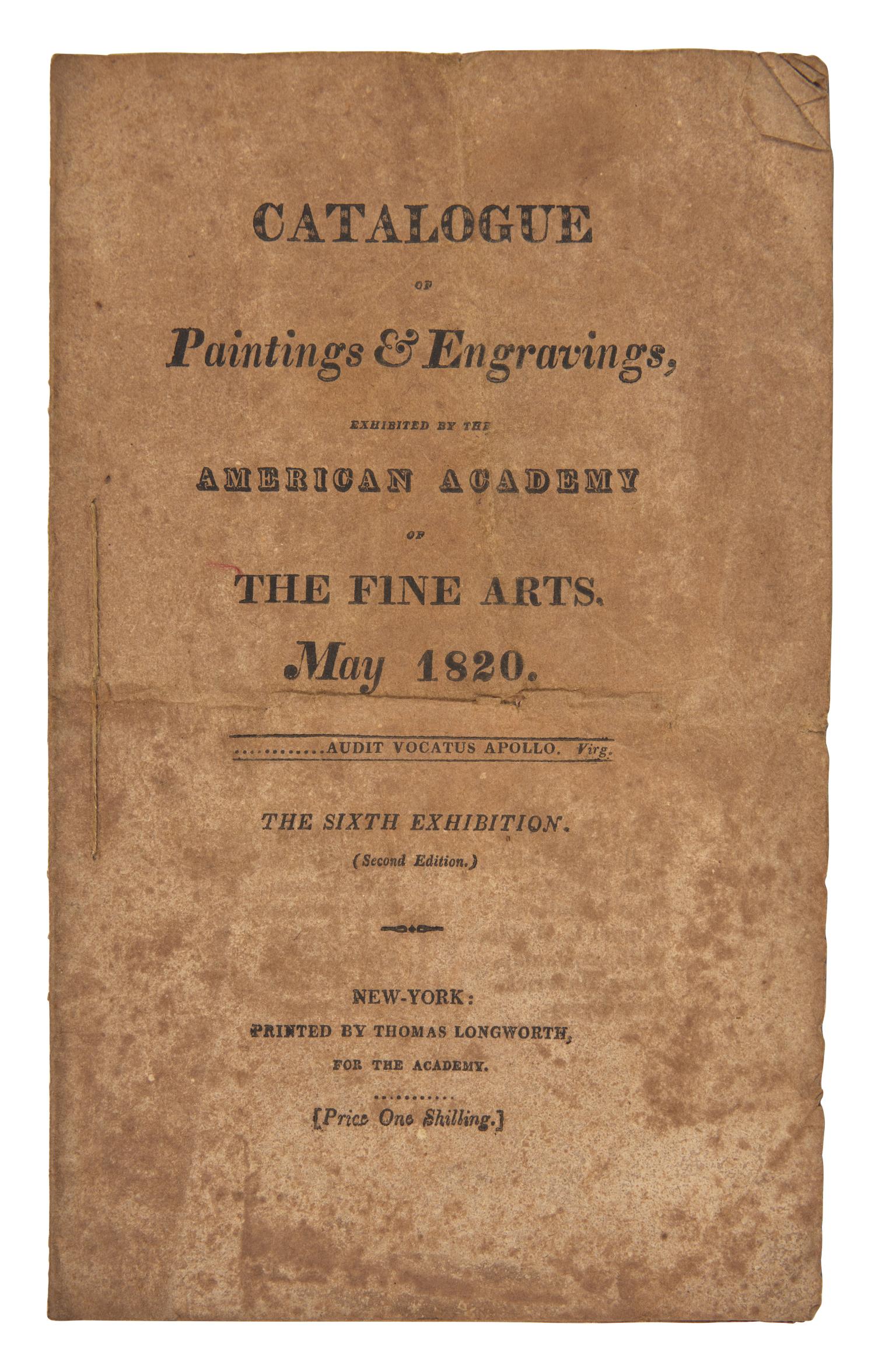 [Americana] Trumbull, John. Engraved Admission Ticket for the American Academy of the Fine Arts