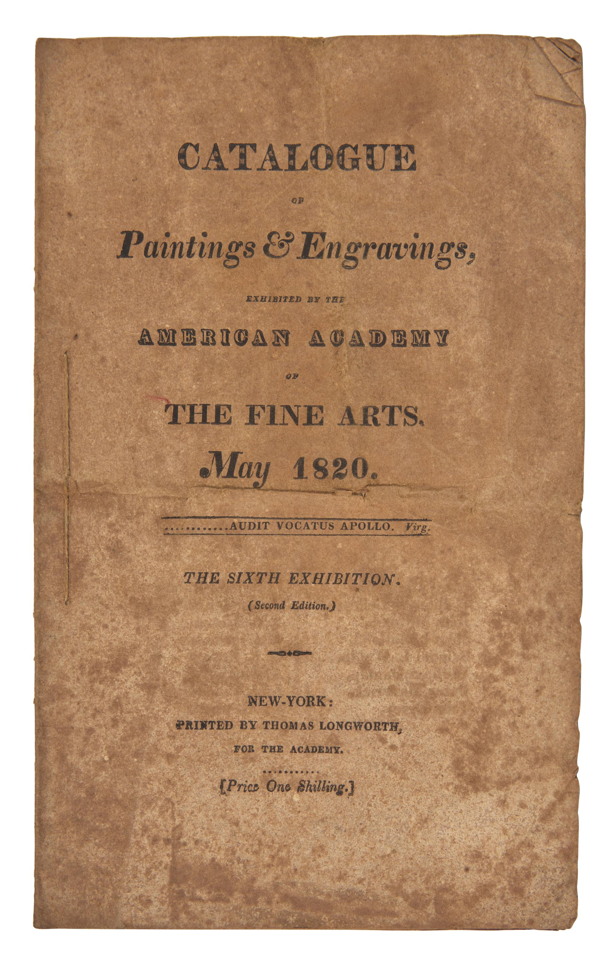 [Americana] Trumbull, John. Engraved Admission Ticket for the American Academy of the Fine Arts