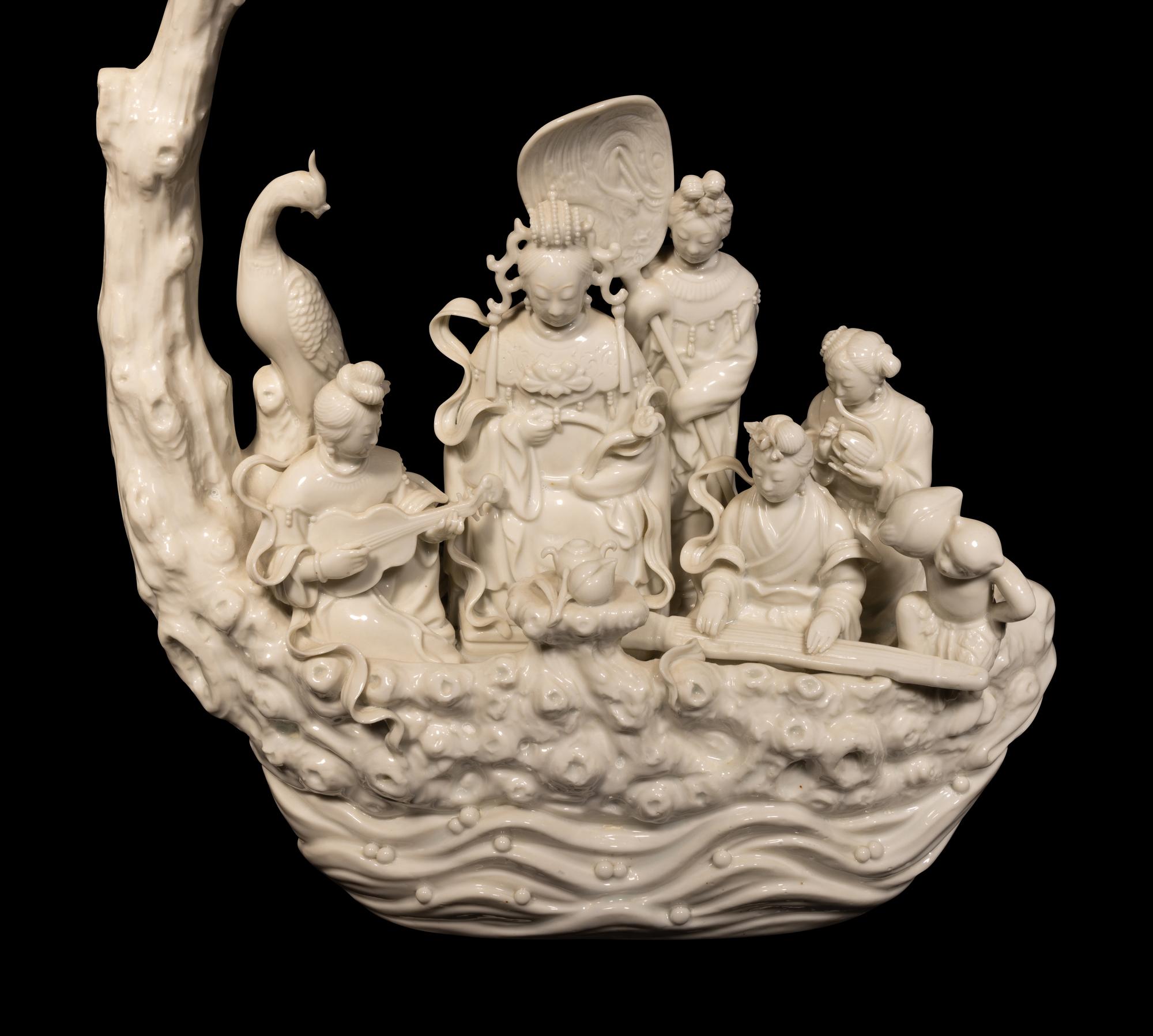 Three Chinese Dehua Blanc-de-Chine Porcelain Figural Groups