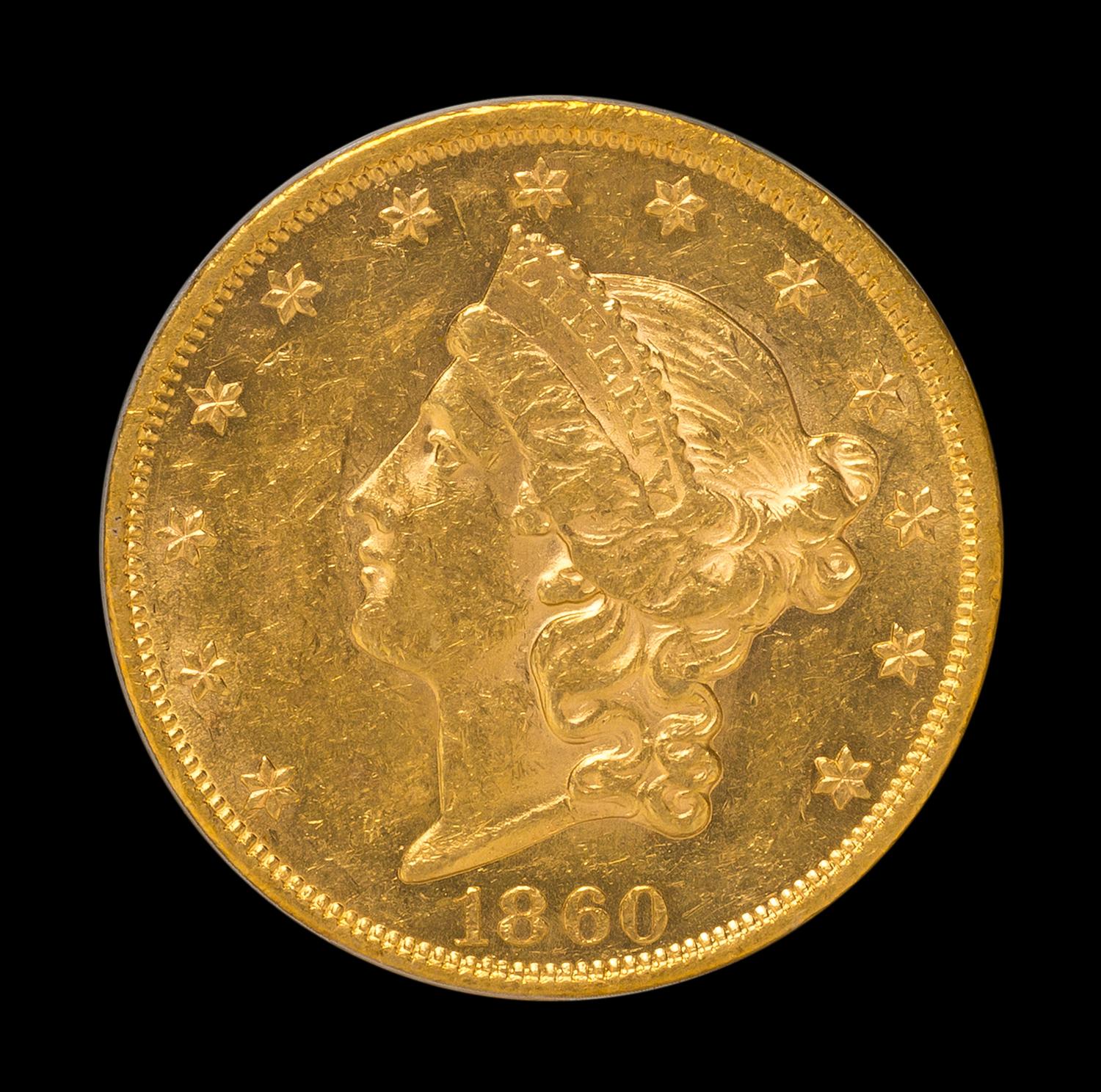 A United States 1860 Liberty Head $20 Gold Coin