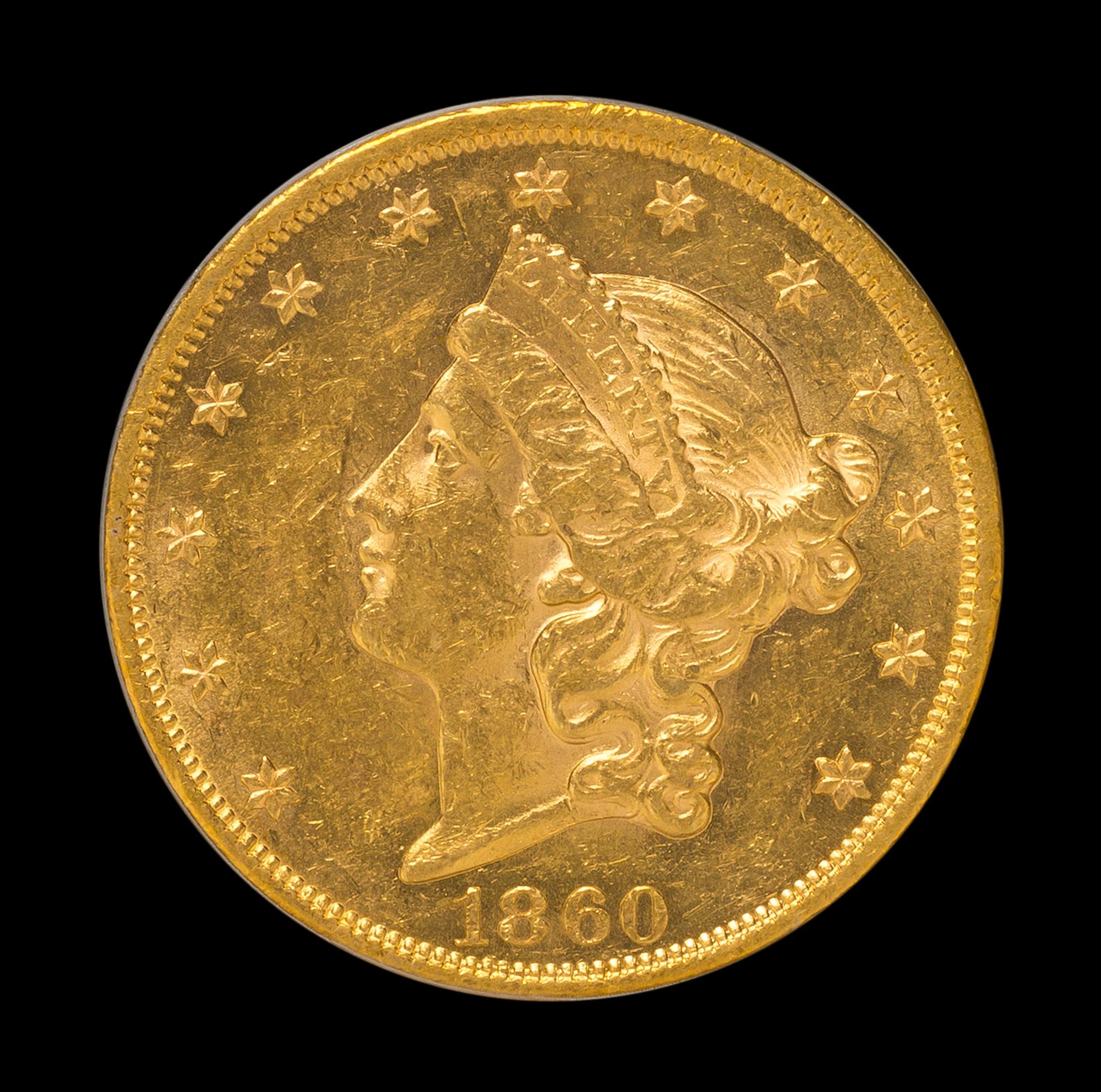A United States 1860 Liberty Head $20 Gold Coin