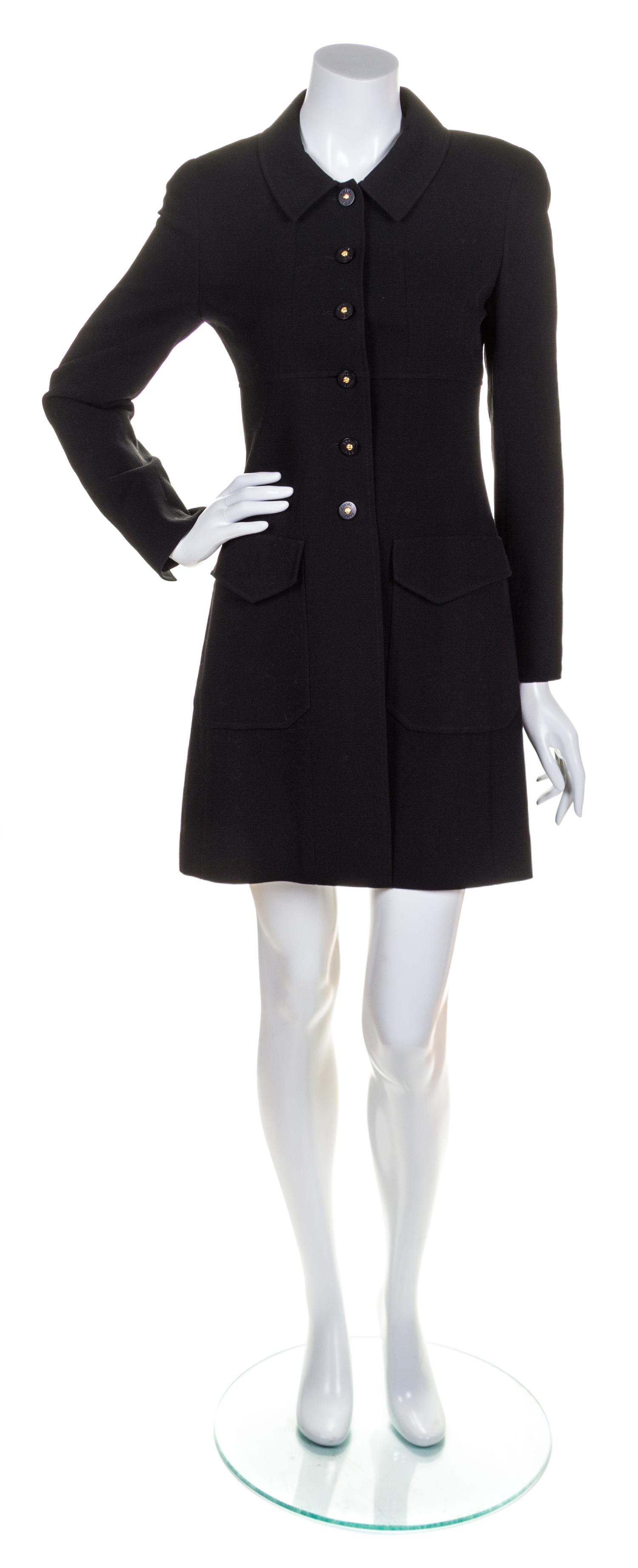 A Chanel Black Wool Coat, Size 38.