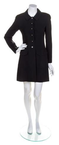 A Chanel Black Wool Coat, Size 38.