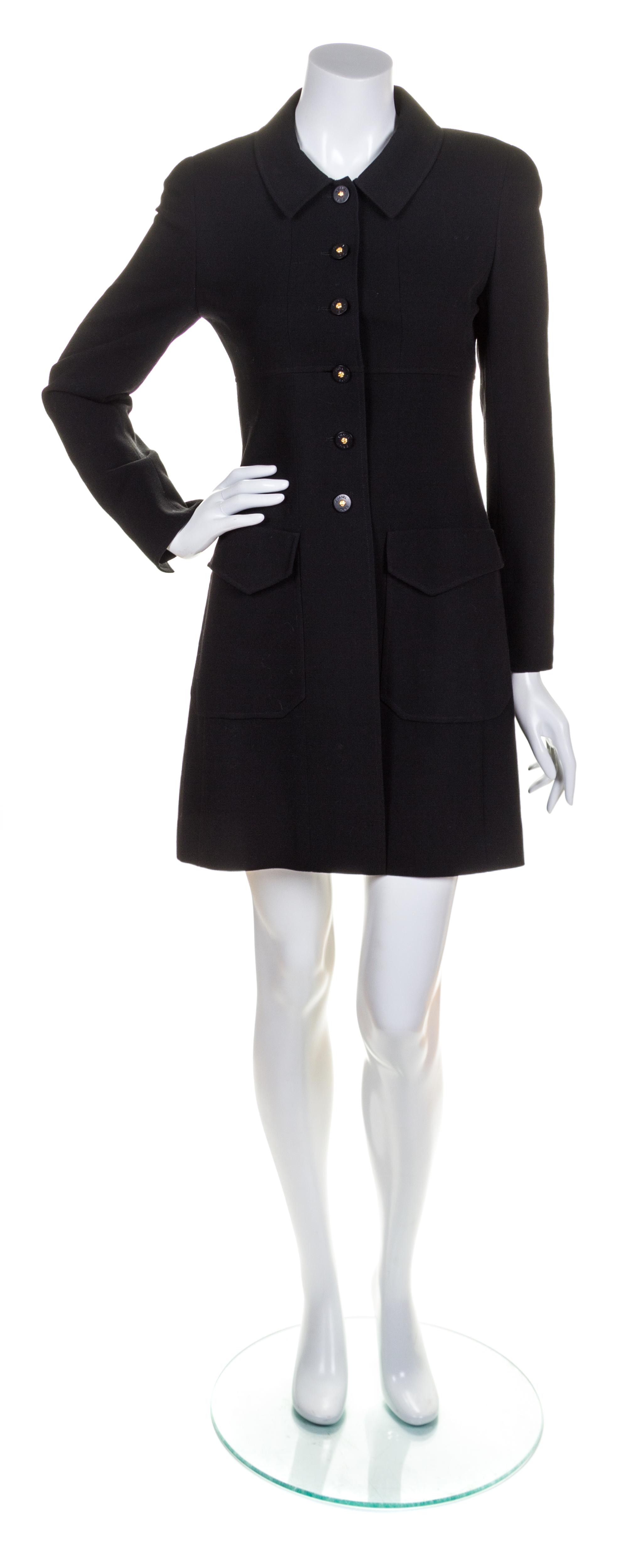 A Chanel Black Wool Coat, Size 38.