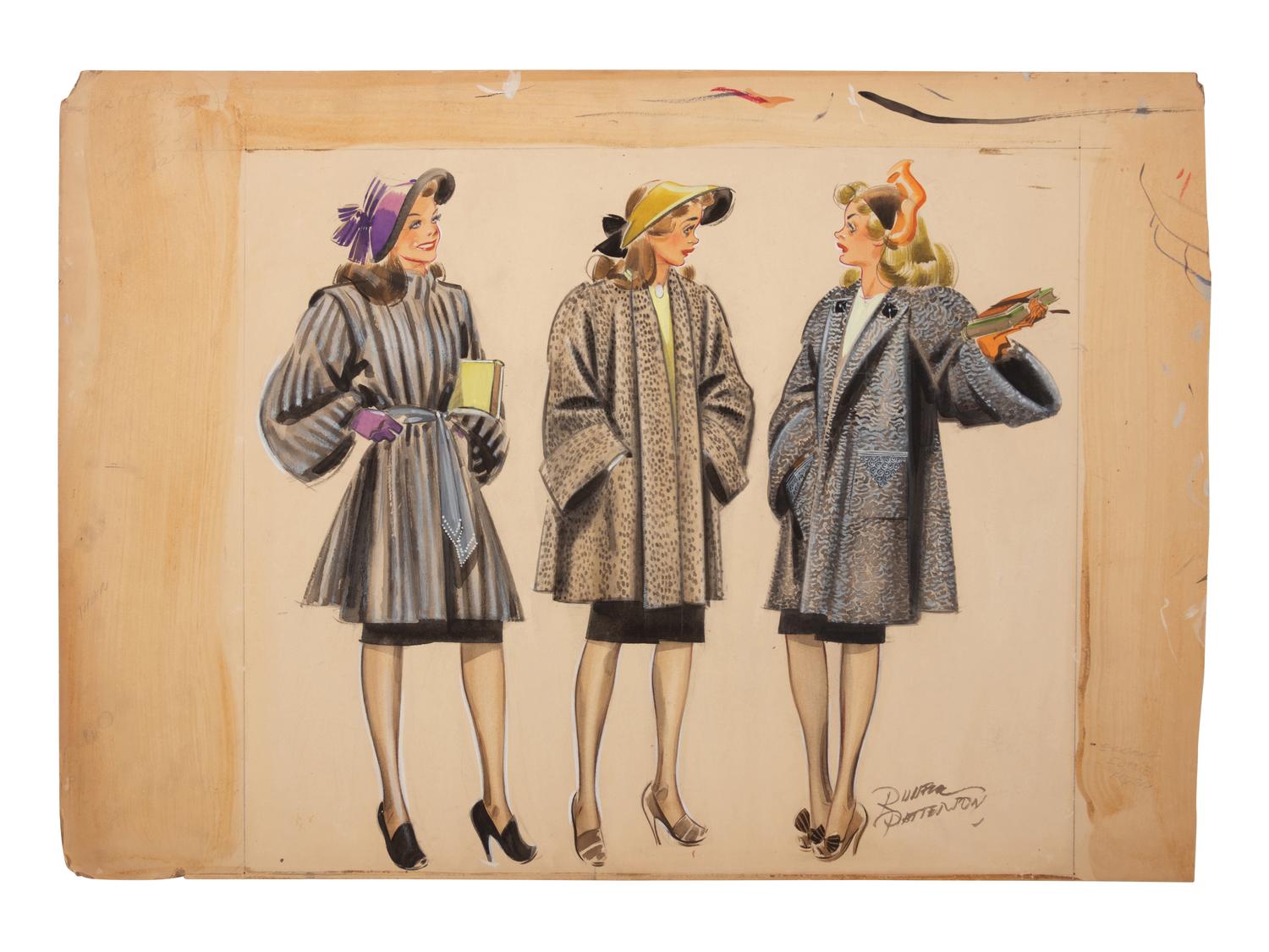 An Archive of Thirteen Conceptual Sketches for I.J. Fox , by James Montgomery Flagg and Russell Patterson, 1940s