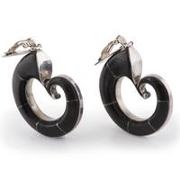 Silver and Ironwood Clip Earrings