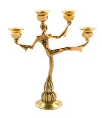 A Gilt Bronze and Metal Four-Light Figural Candelabrum Height 9 3/8 inches. — BUNGE BREMEN