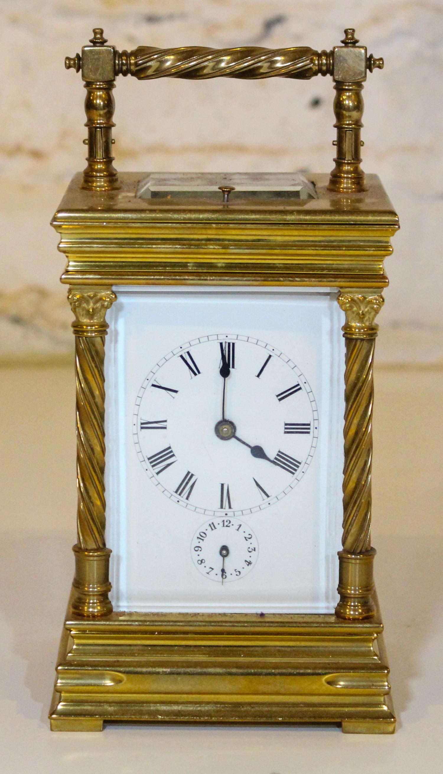 A French Carriage Clock Height 8 1/4 inches.