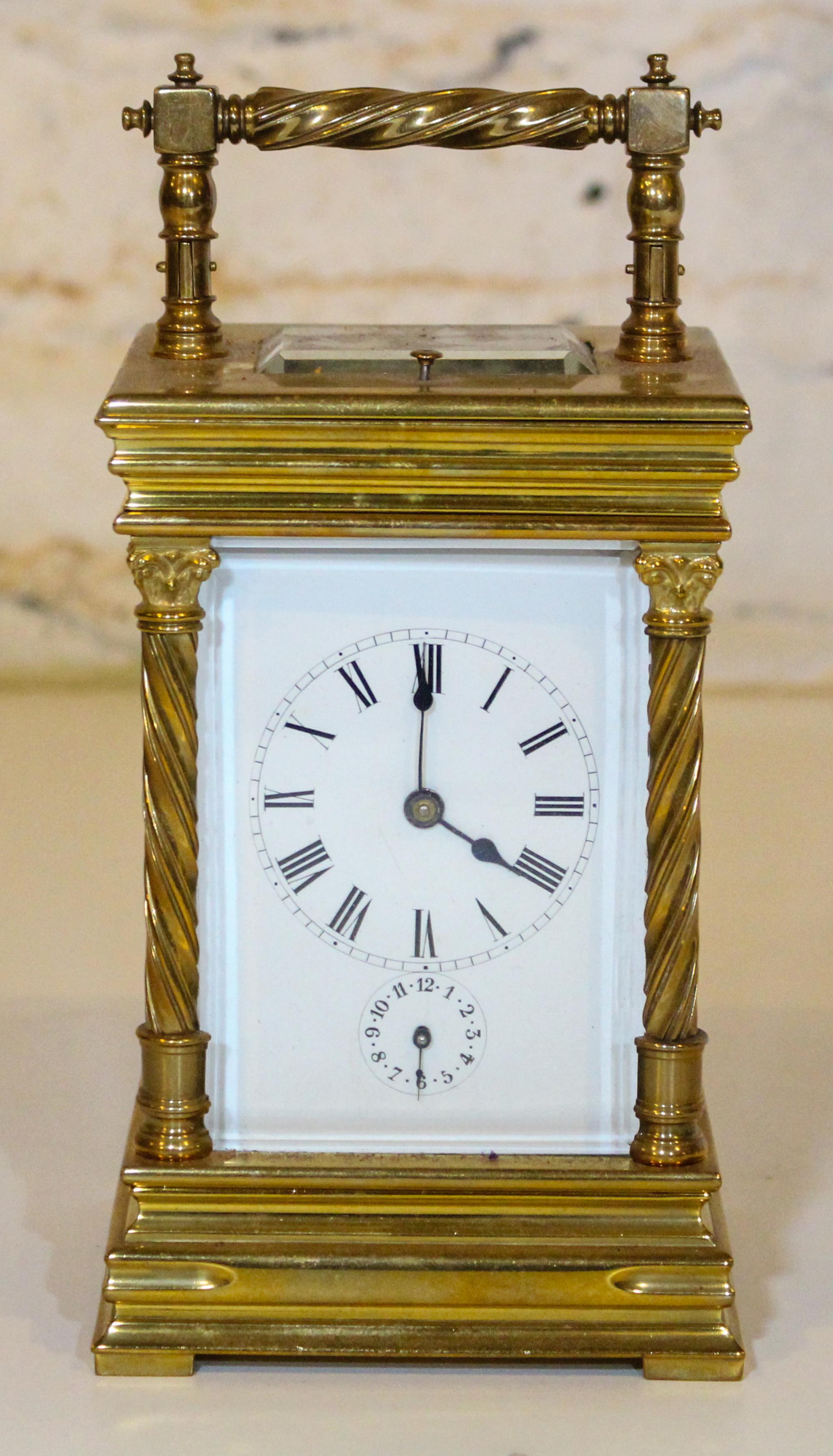 A French Carriage Clock Height 8 1/4 inches.