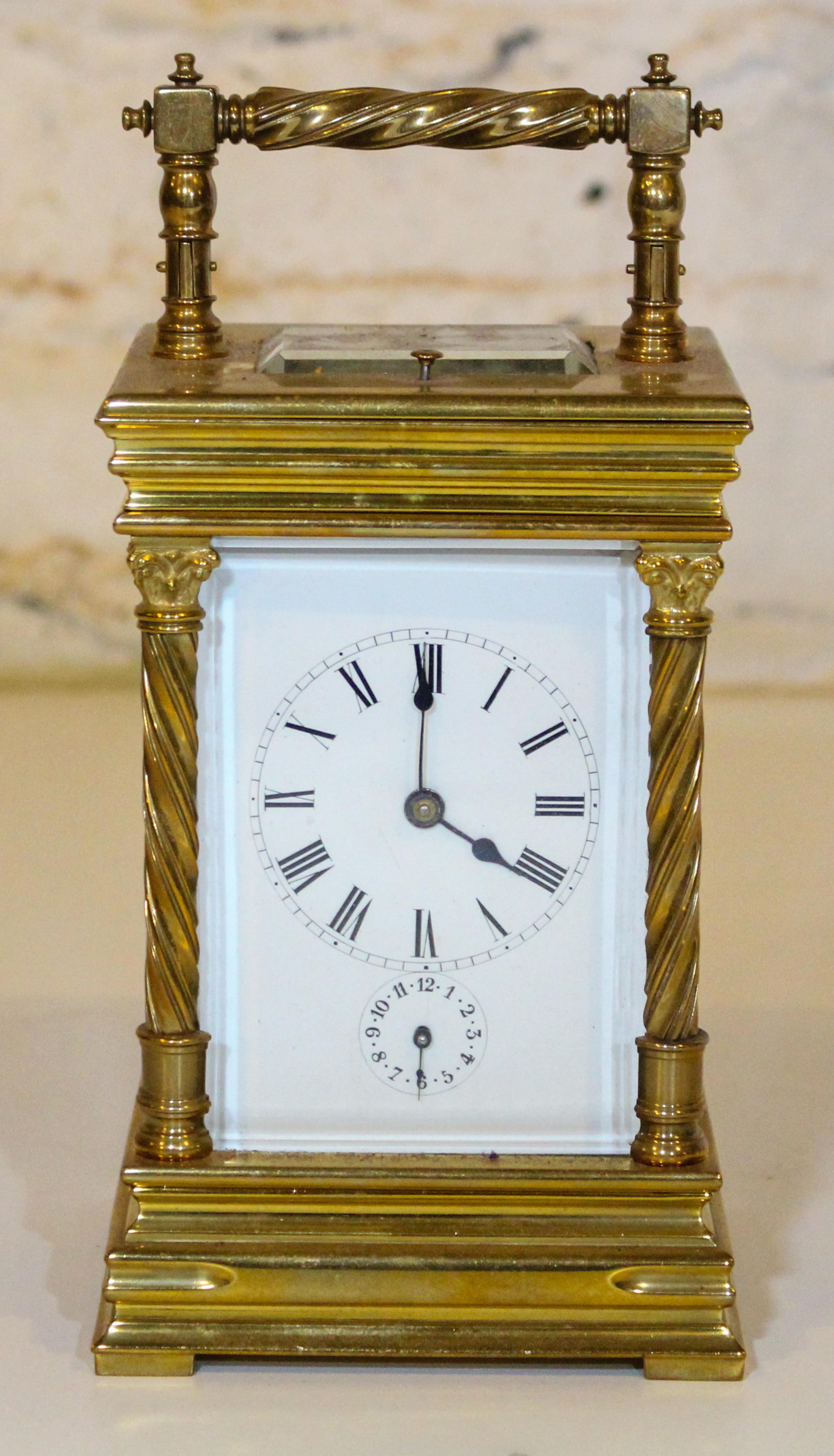 A French Carriage Clock Height 8 1/4 inches.