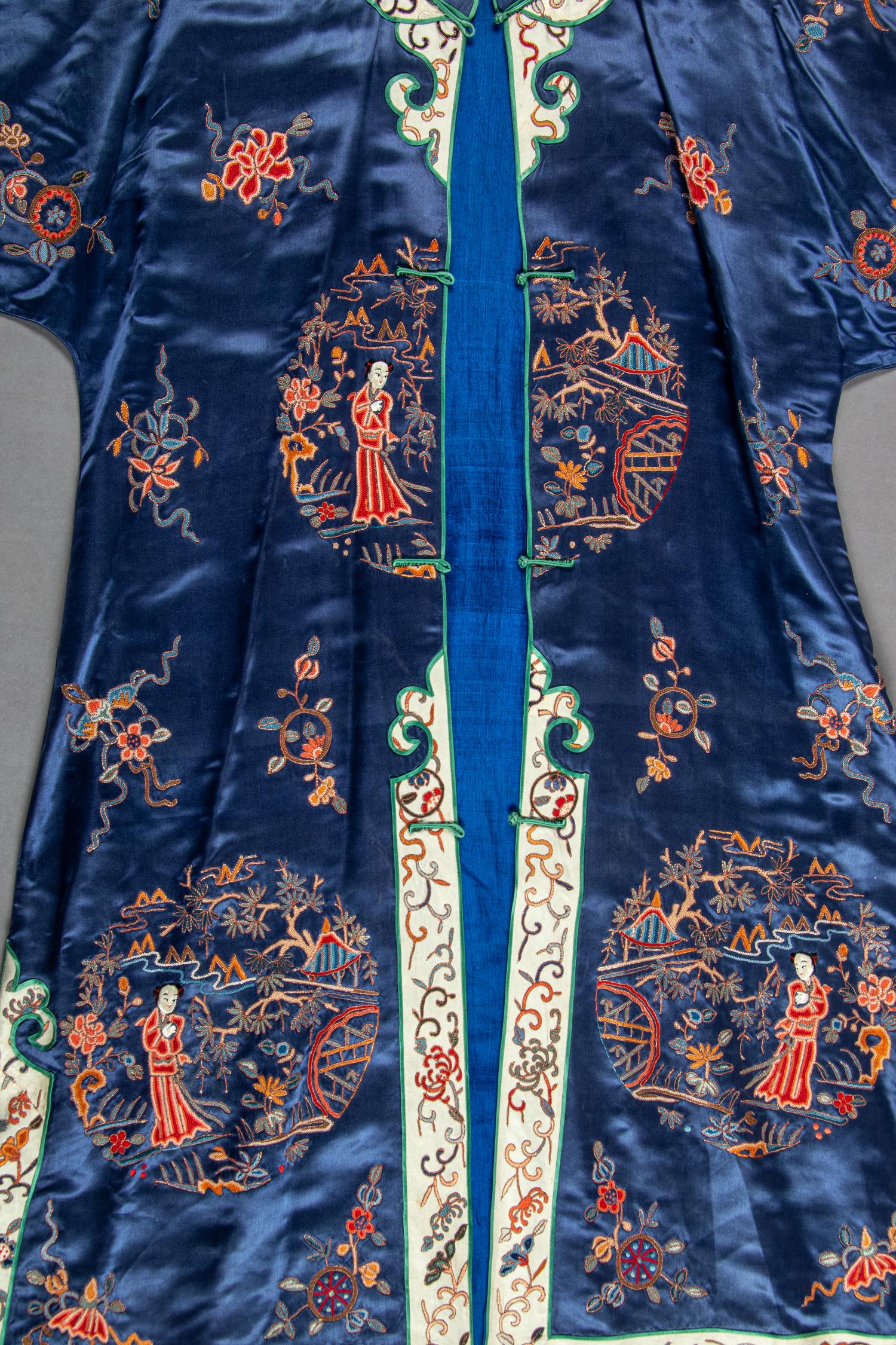 Two Chinese Embroidered Silk Lady's Robes