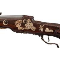 Contemporary Wheellock Rifle with Death Motifs by John B. Derrick (American, b.1936)
