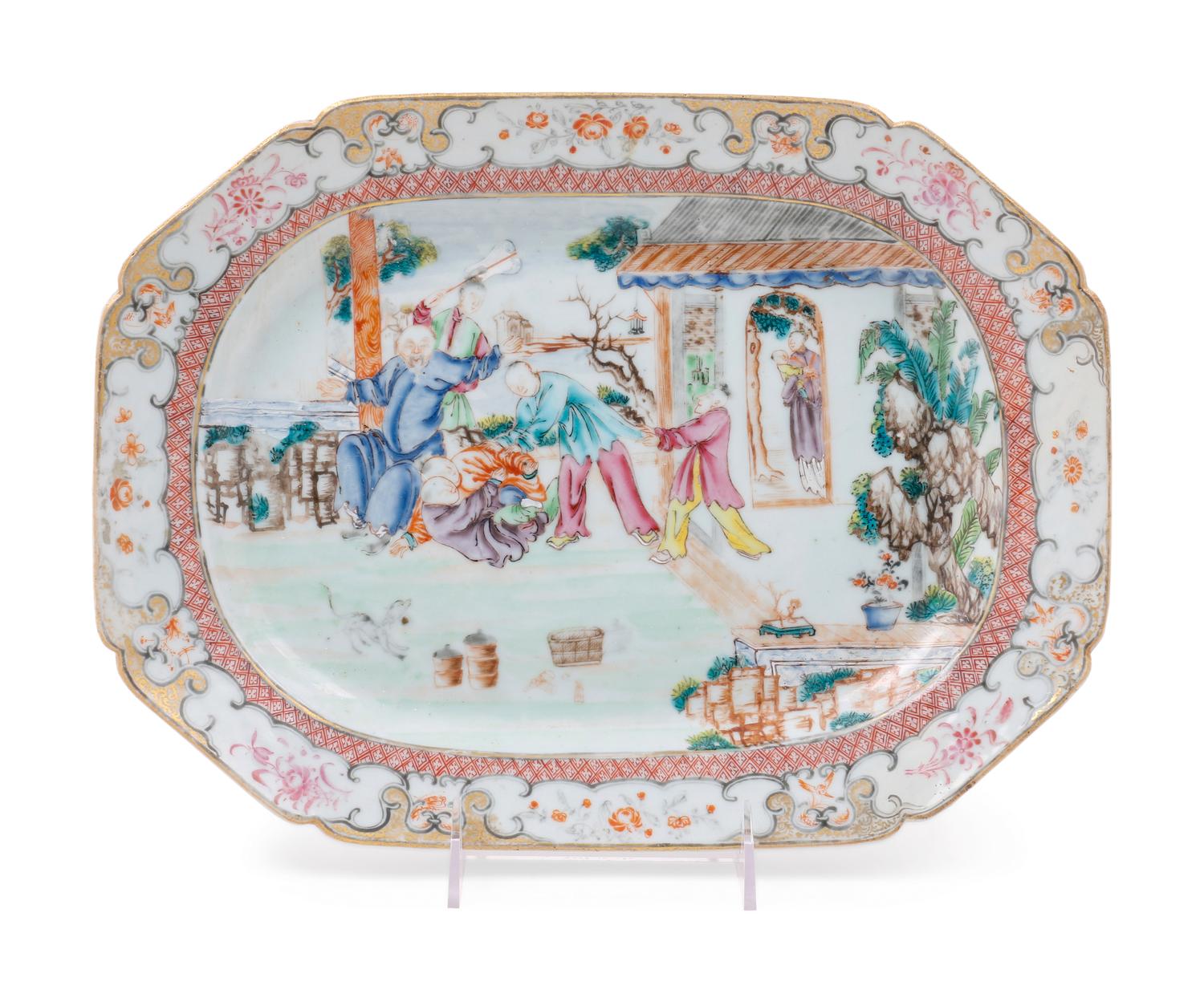 A Chinese Export Famille Rose Porcelain Covered Tureen and Underplate