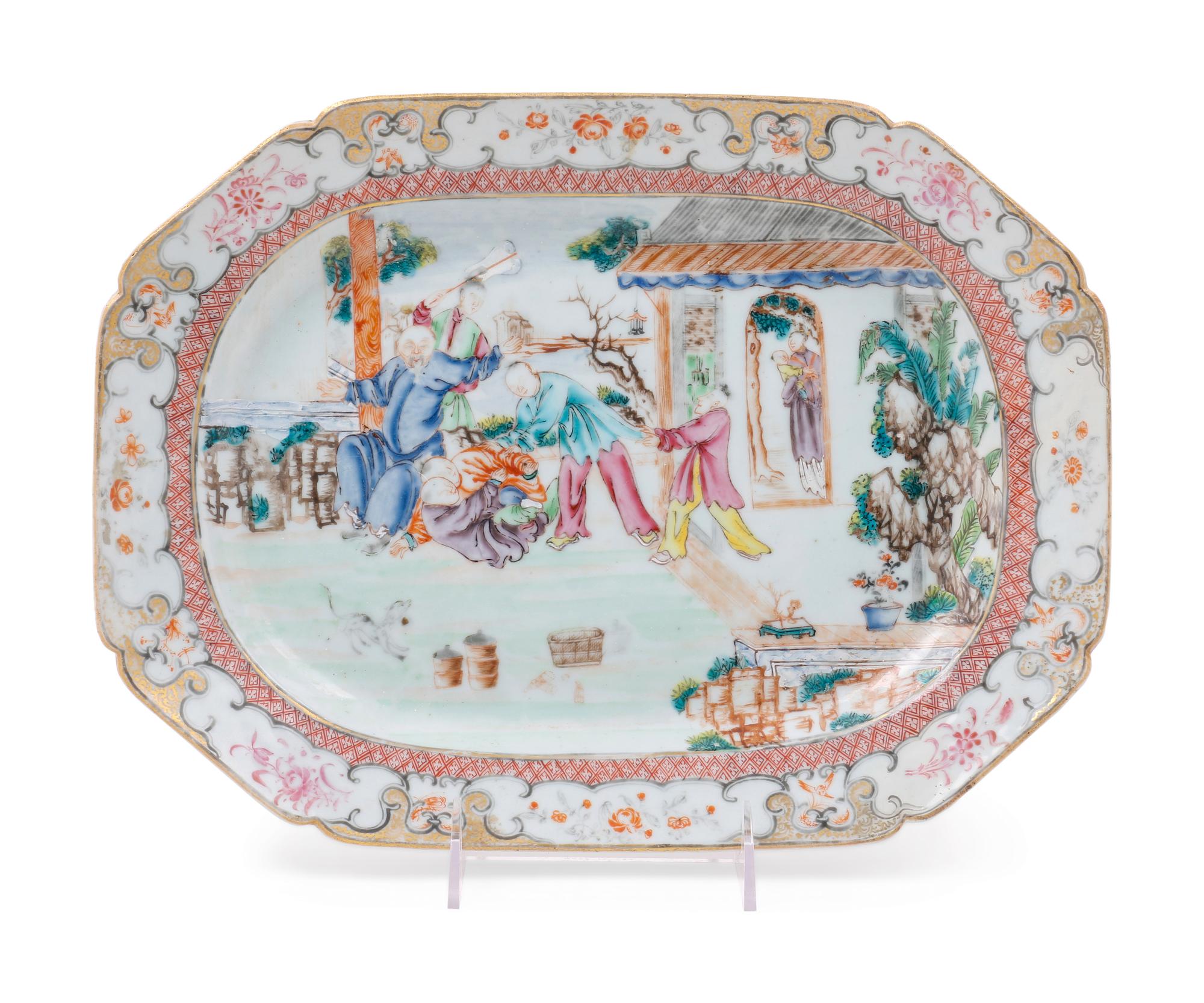 A Chinese Export Famille Rose Porcelain Covered Tureen and Underplate