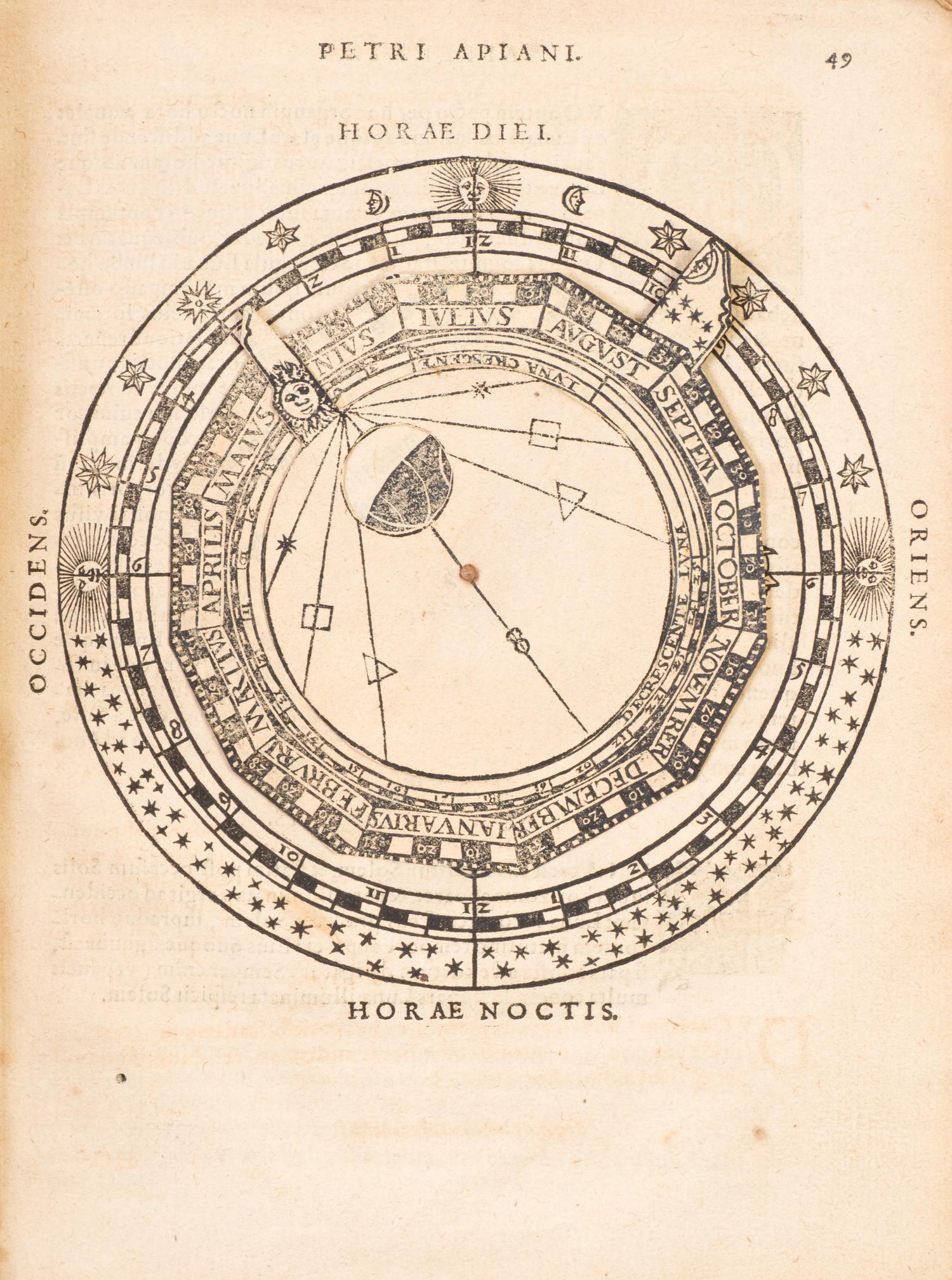 (ASTRONOMY) APIANUS, PETRUS. Cosmographia. Cologne, 1574. With 5 plates, 4 with volvelles.