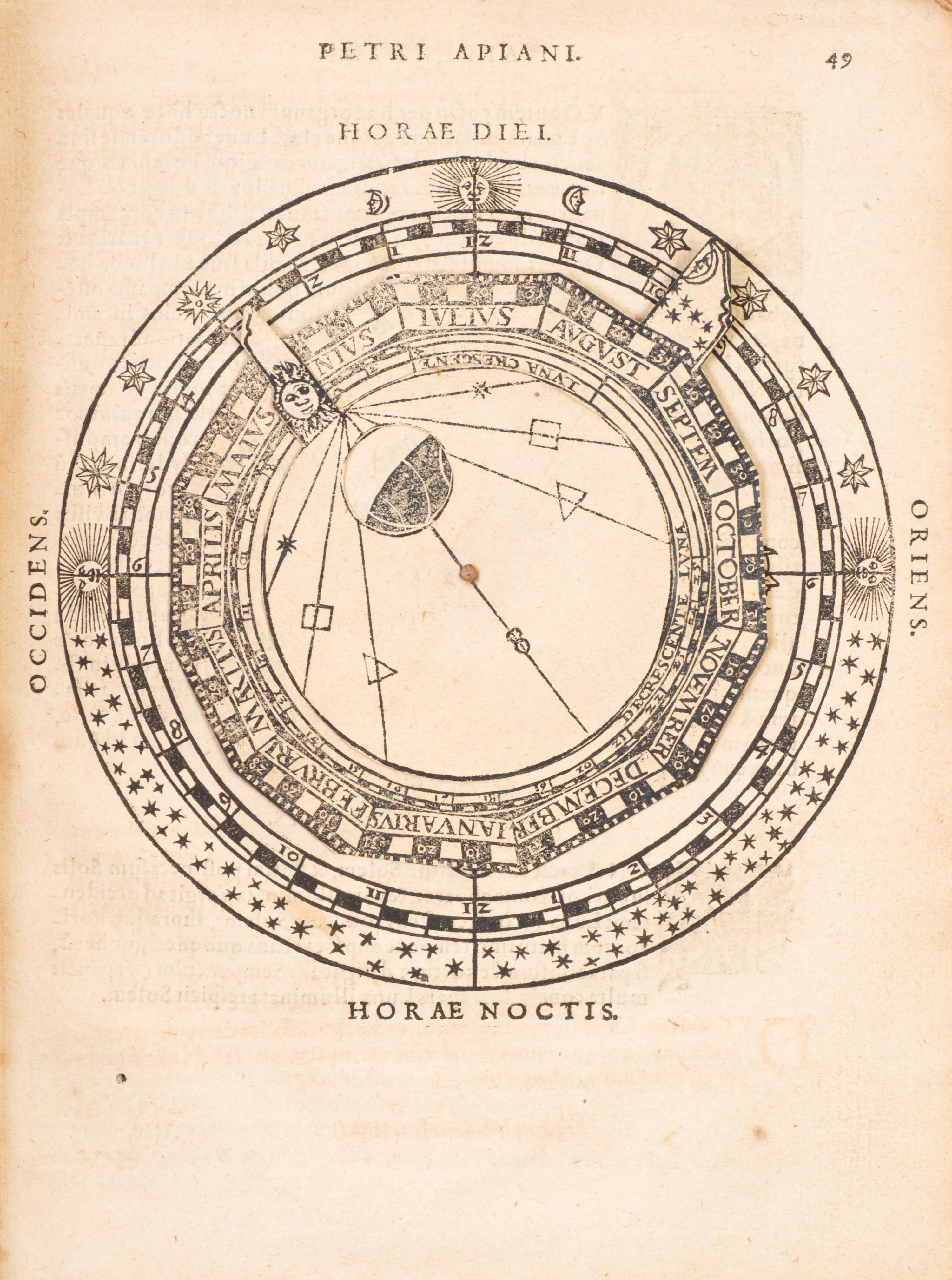 (ASTRONOMY) APIANUS, PETRUS. Cosmographia. Cologne, 1574. With 5 plates, 4 with volvelles.