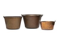 Six Iron and Brass Buckets with Swing Handles