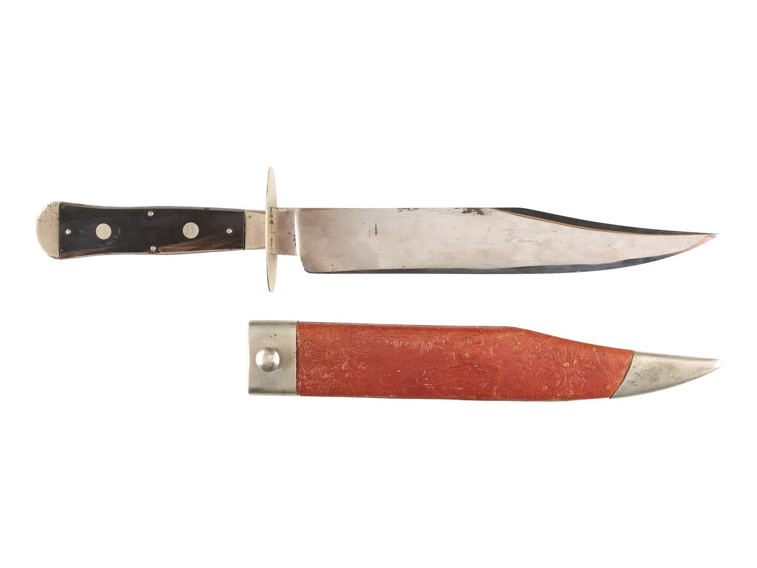 [CIVIL WAR]. Wragg & Sons gold paneled XLNT Bowie knife.