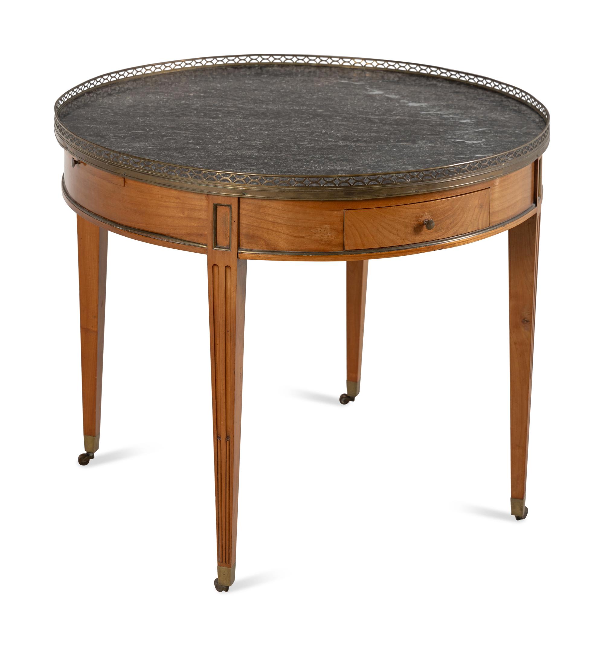 A Directoire Style Mahogany Marble-Top Bouillotte Table