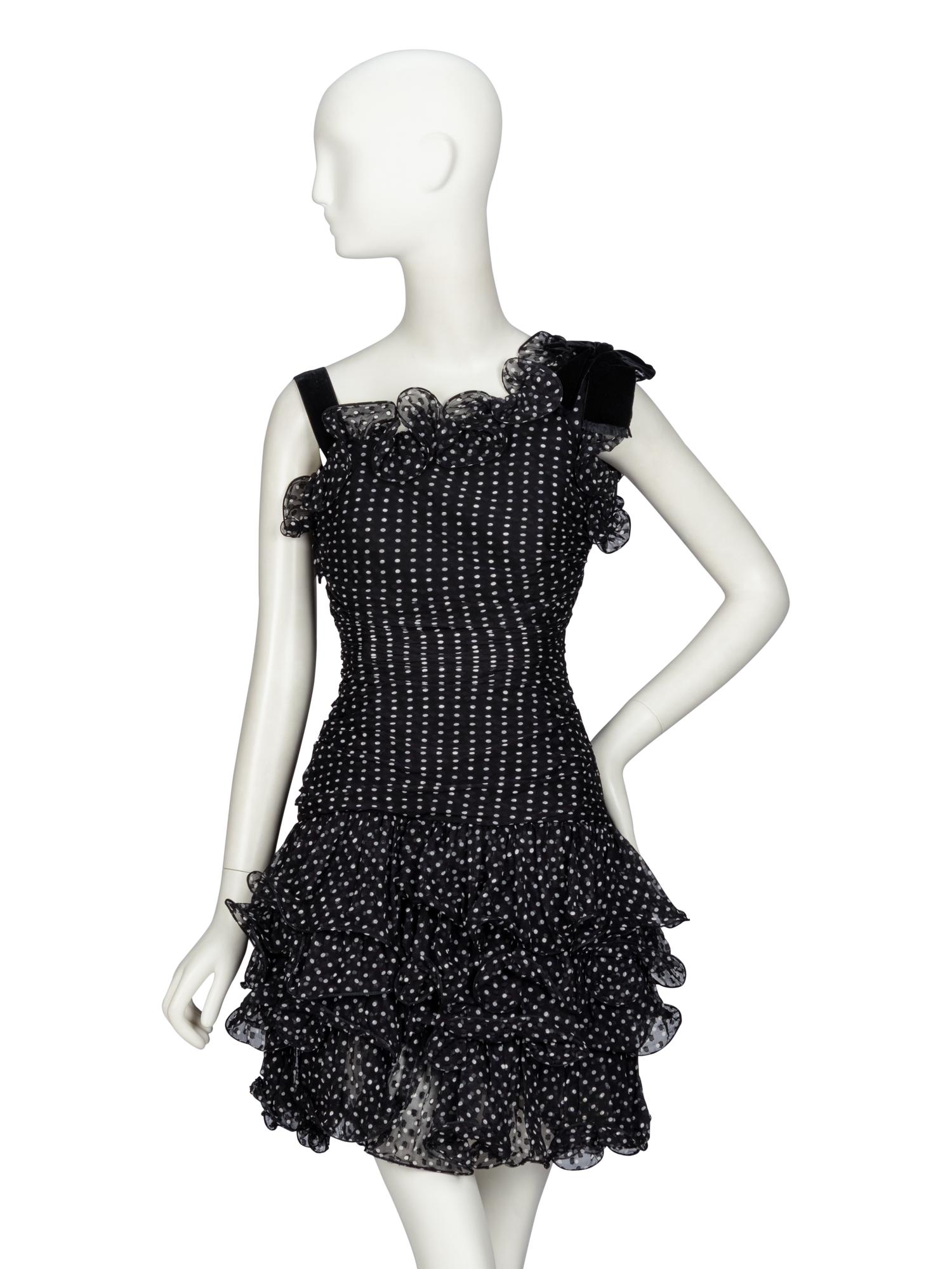 Oscar de la Renta, Polka Dot Cocktail Dress, 1980s Runway Sample