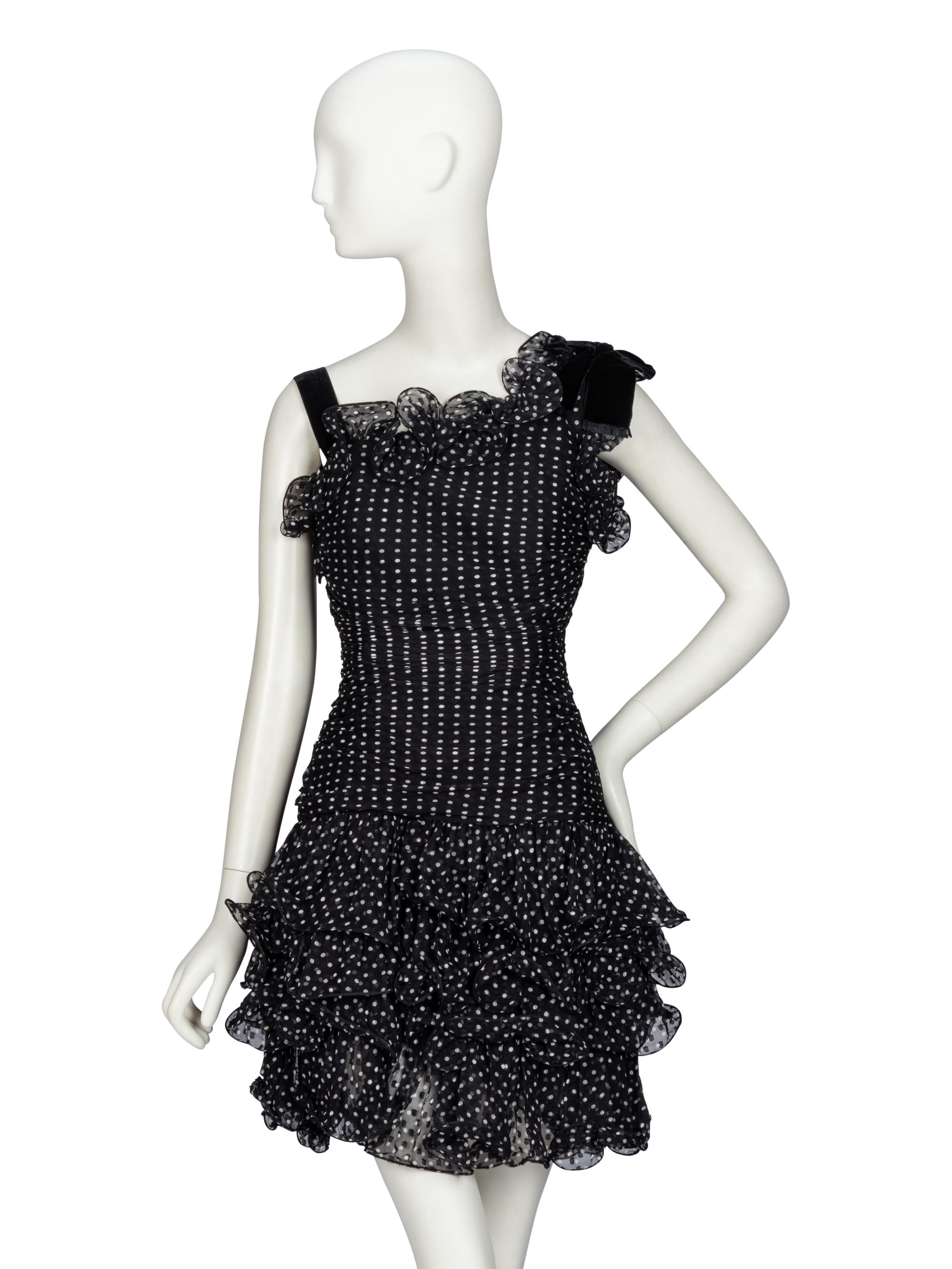 Oscar de la Renta, Polka Dot Cocktail Dress, 1980s Runway Sample