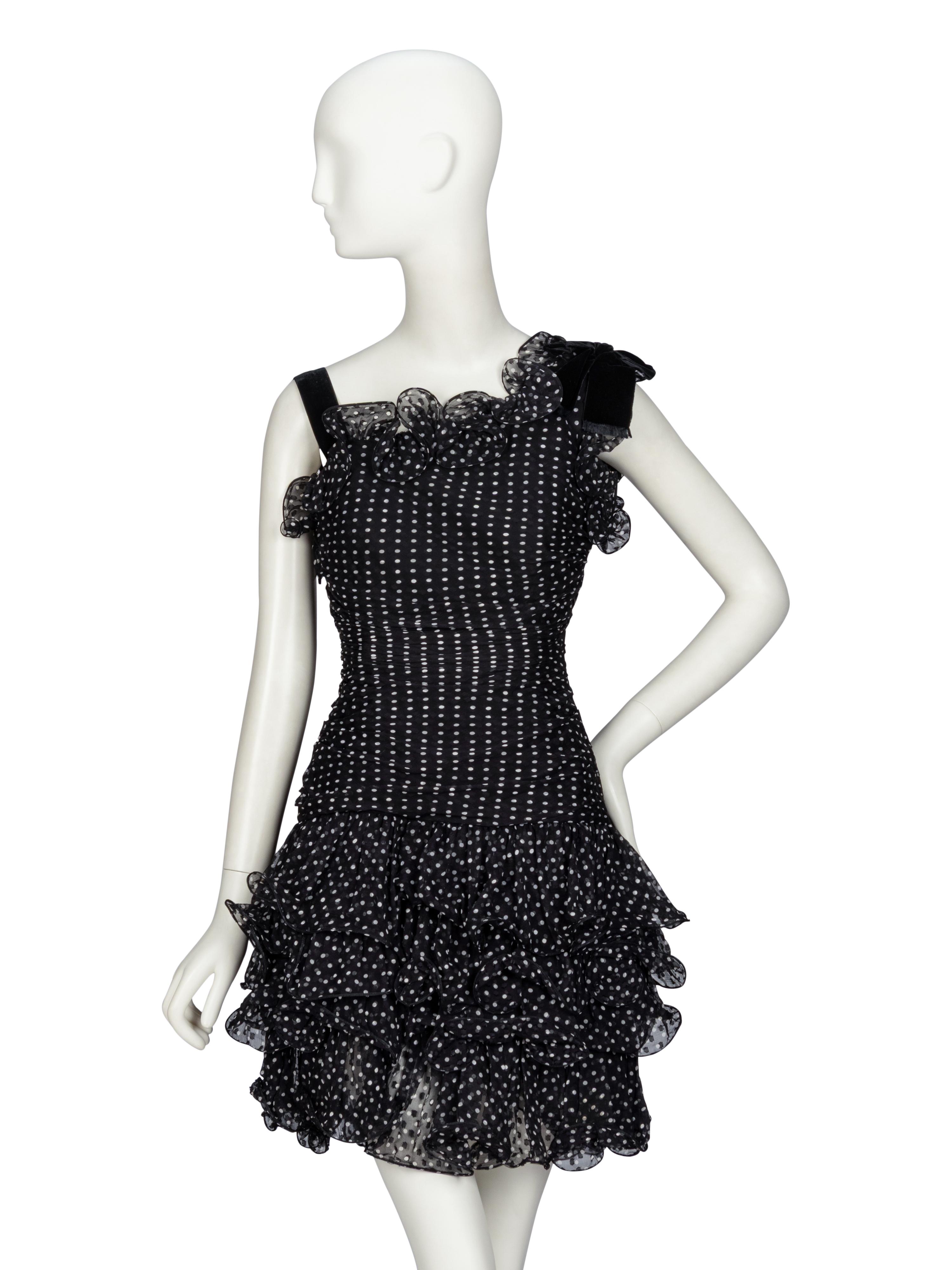 Oscar de la Renta, Polka Dot Cocktail Dress, 1980s Runway Sample
