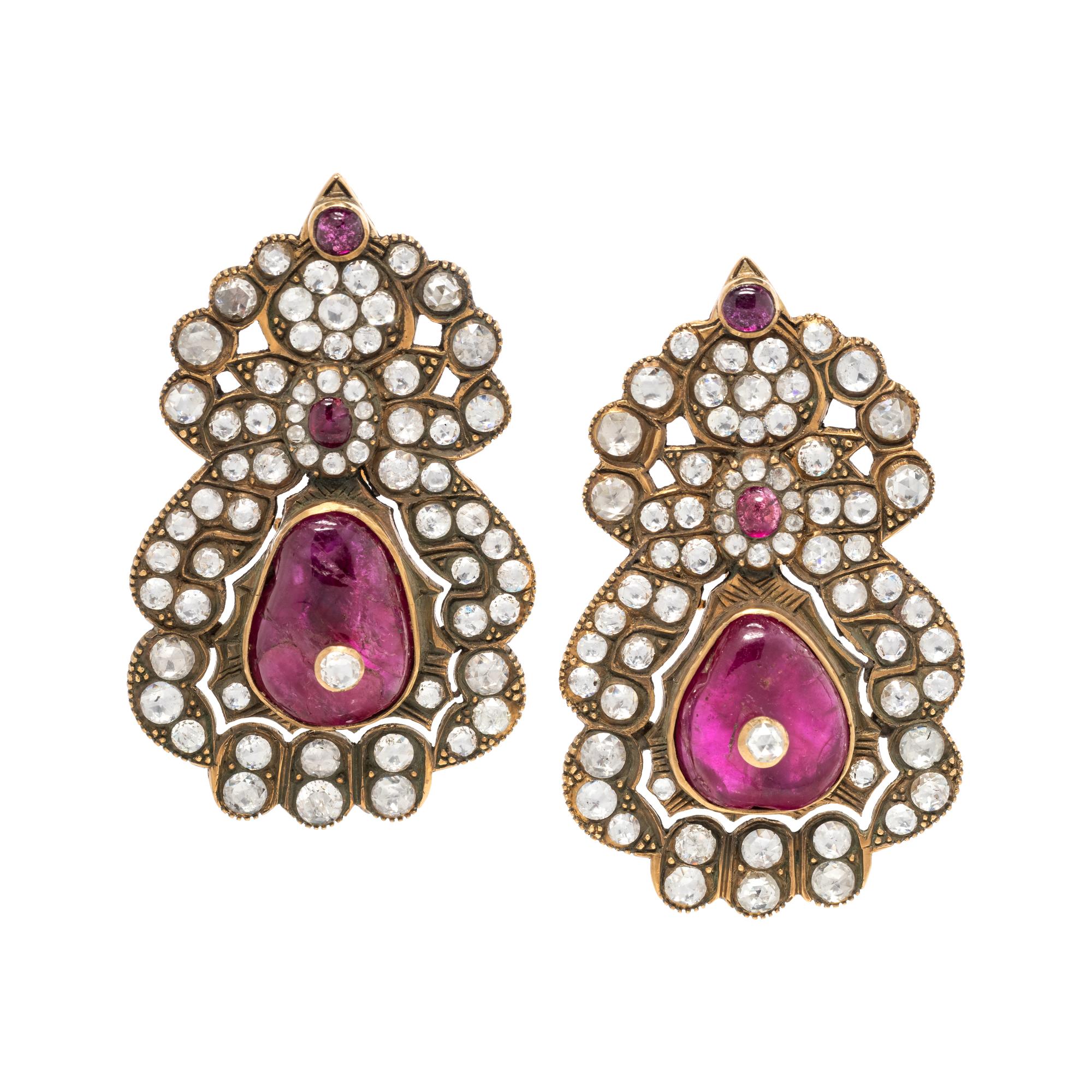 RUBY AND DIAMOND EARCLIPS