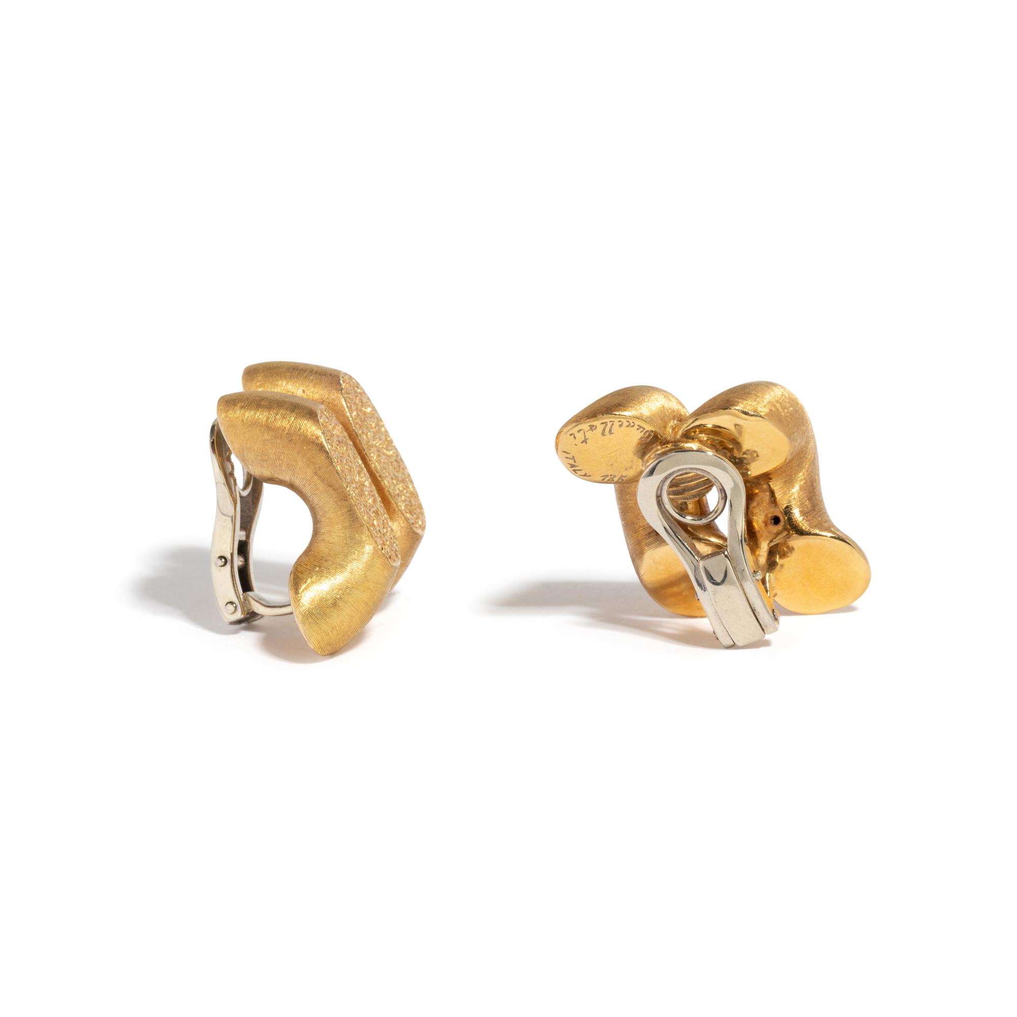 BUCCELLATI, YELLOW GOLD CLIP EARRINGS