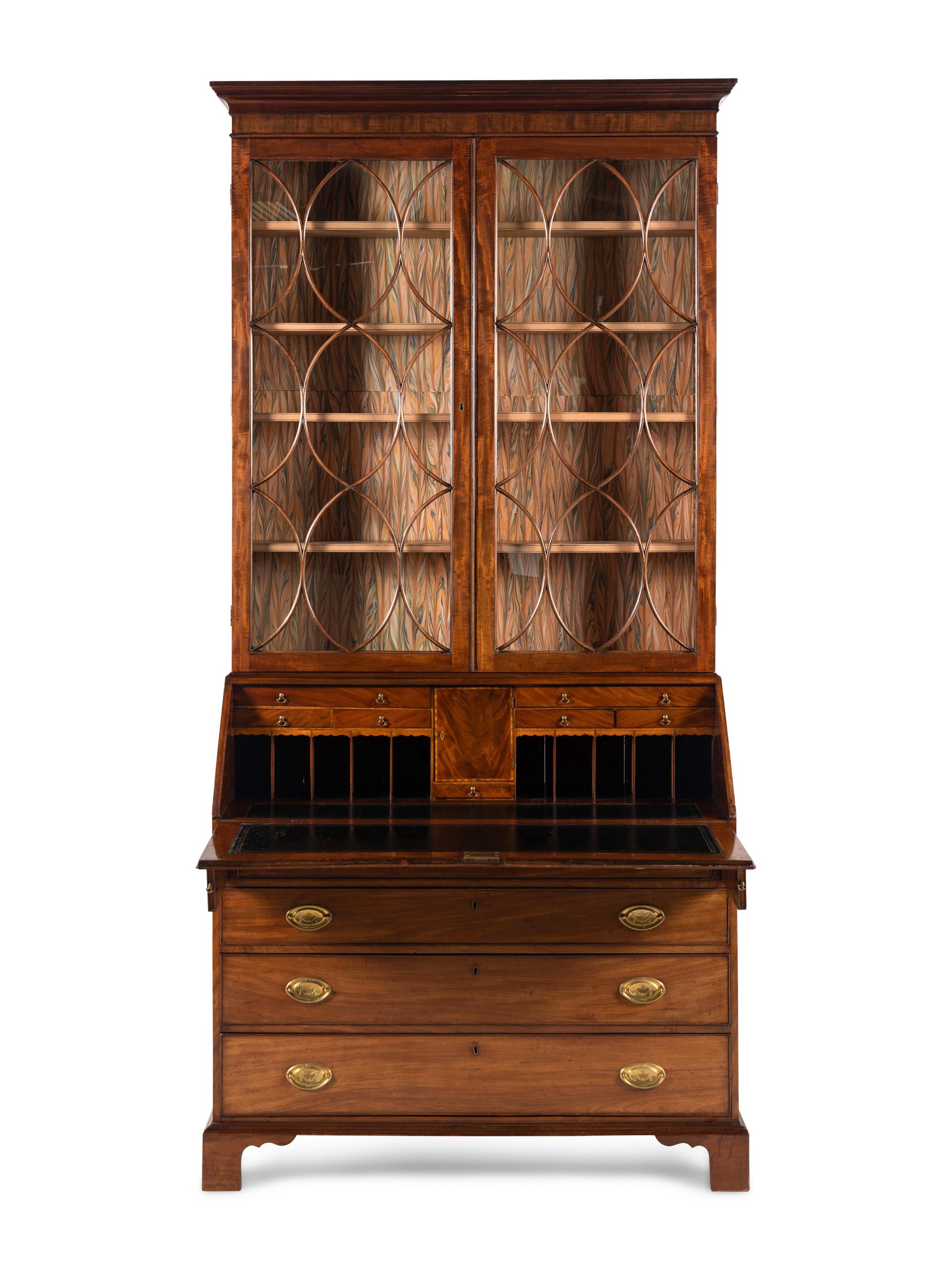 A George III Mahogany Bureau Bookcase