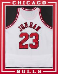 A Michael Jordan Signed Autograph Chicago Bulls Jersey Display (Upper Deck Authenticated),