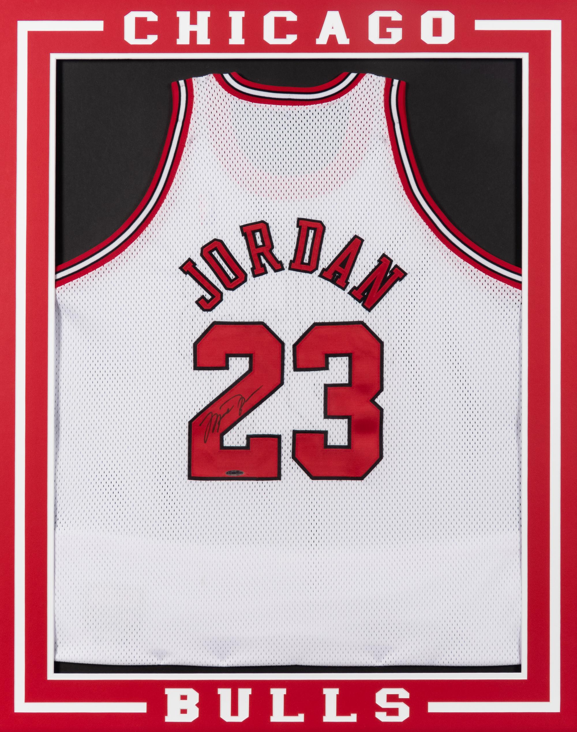 A Michael Jordan Signed Autograph Chicago Bulls Jersey Display (Upper Deck Authenticated),
